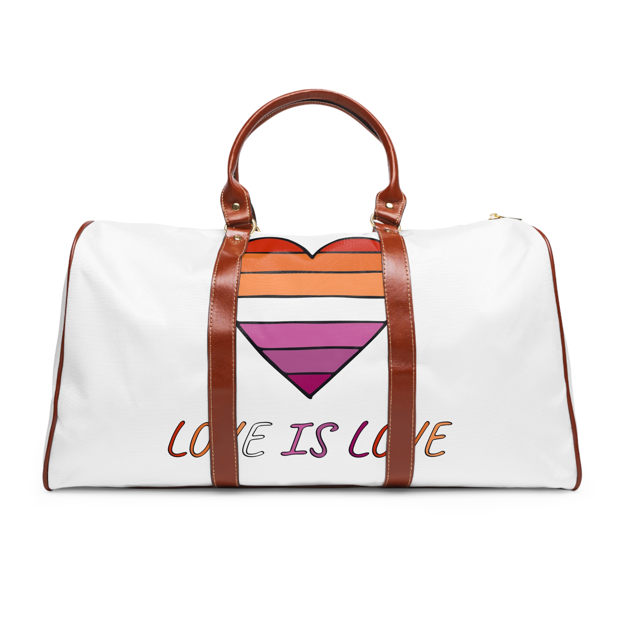 Colorful Heart Shape Lesbian Pride Flag Happy Pride Day Lgbtqia Community Pride Month Vector Hand Drawn Doodle Posters Stickers Logo Cards(1) Waterproof Travel Bag