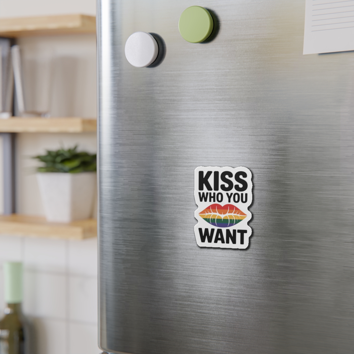 Kiss Who You Want T Shirt Design Isolated White Background 2 Die Cut Magnets - Image 6