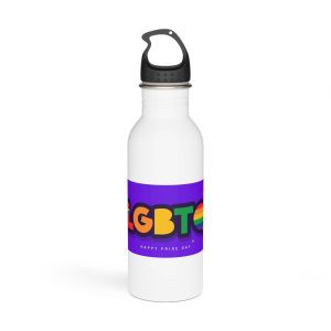Lgbtq Community Banner Design With Illustration Gay Couple Stainless Steel Water Bottle
