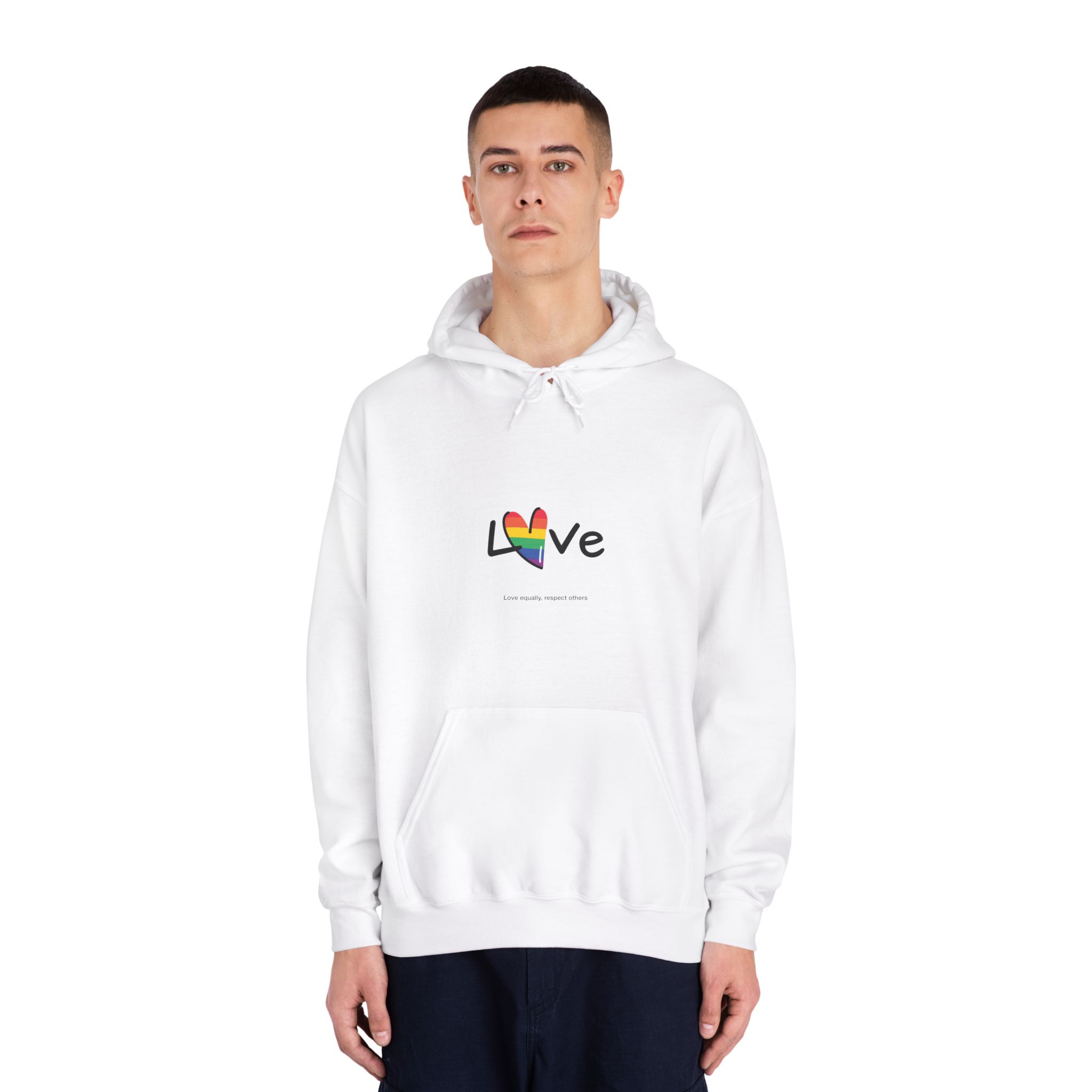 Love Letter Pride Rainbow Lettering Text Writing Pattern Freedom Love Heart Homo Colors Flag Parade(1) (1) Unisex Dryblend Hooded Sweatshirt - Image 3