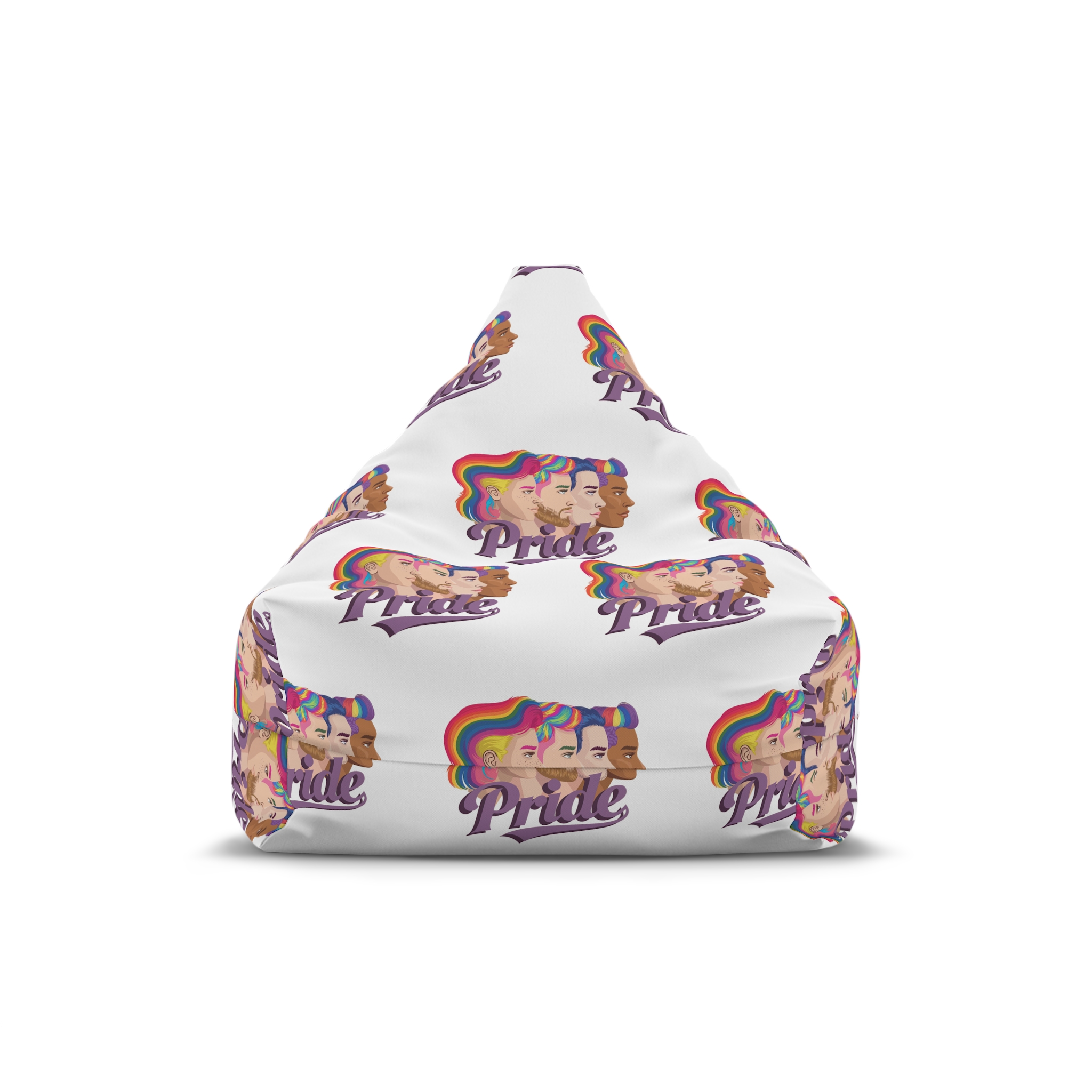 Vector Illustration Four Side Profiles Lgbtq Individuals With Vibrant Hair Colors Bean Bag Chair Cover