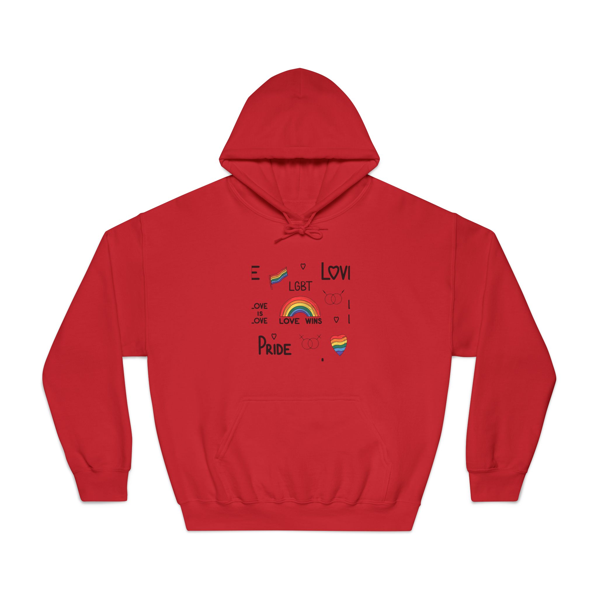 Lgbtq Pride Seamless Illustration Rainbow Hearts Love Symbols Unisex Dryblend Hooded Sweatshirt - Image 33