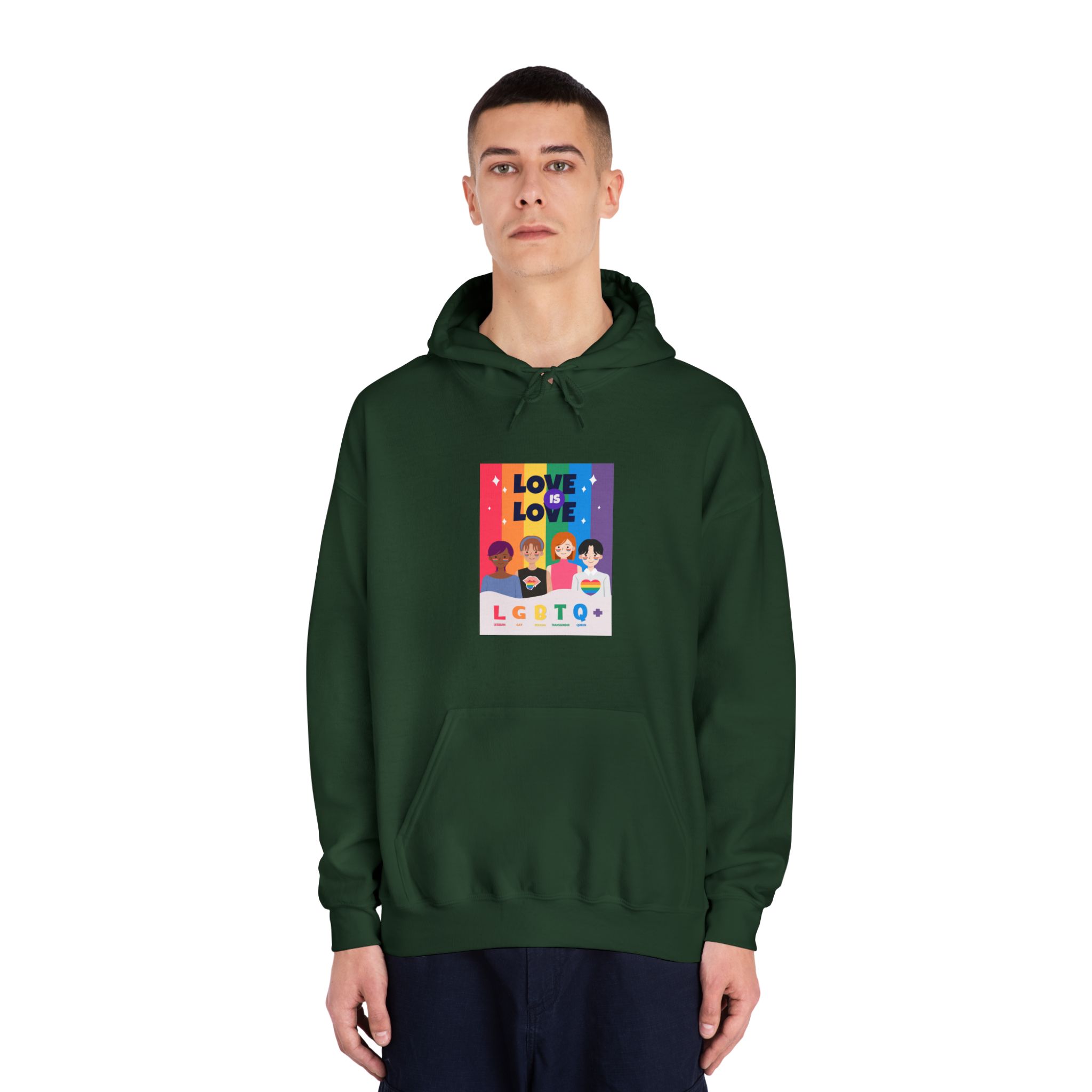 Lgbtq Pride Month Poster Vector With Diverse Characters Rainbow Celebrate Love Inclusivity Unisex Dryblend Hooded Sweatshirt - Image 23