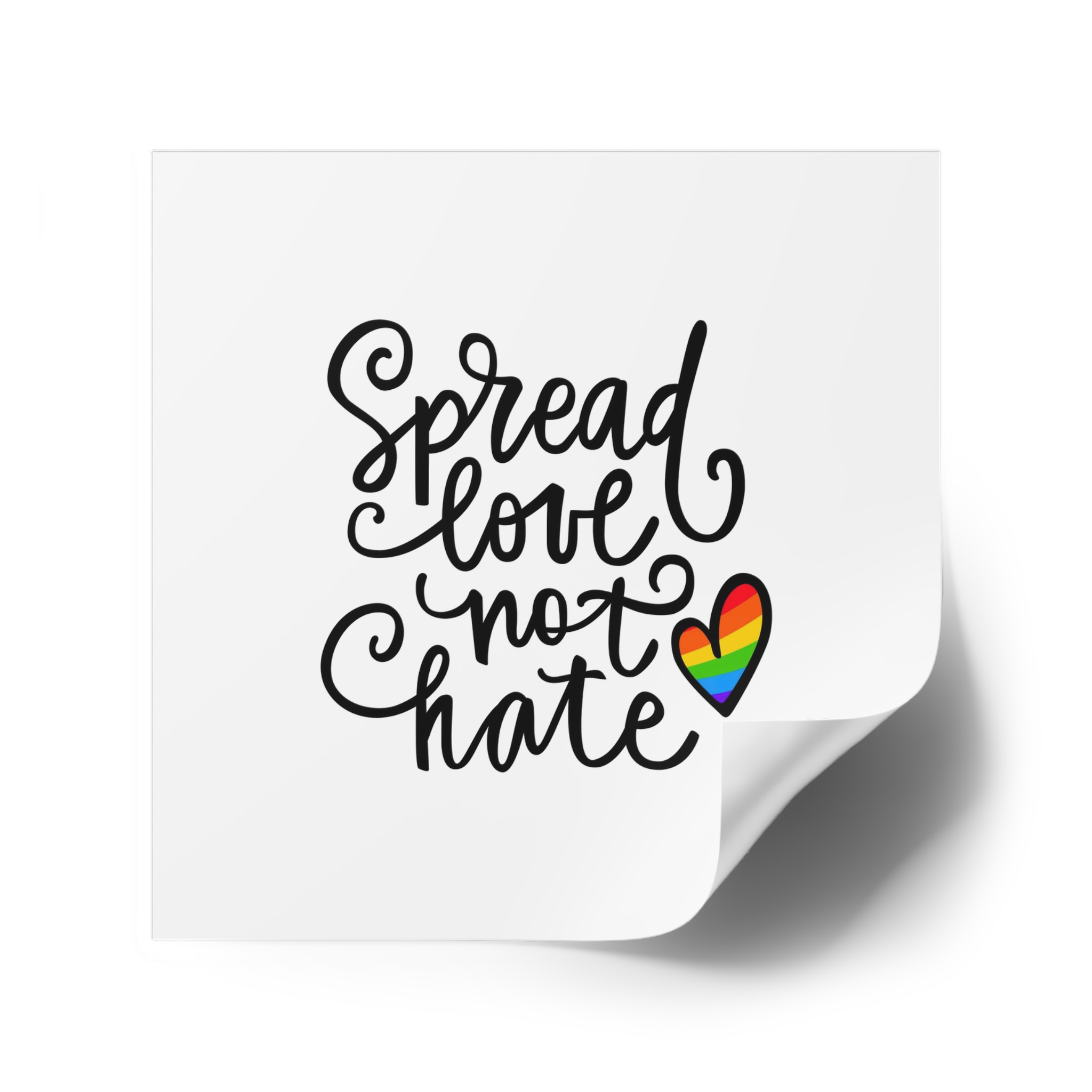Lgbt Pride Gay Quote Rainbow Flag Heart Lgbtq Vector Quote Isolated White Background Lesbian Bisexual Transgender Concept Spread Love Hate Laminate Stickers Square - Image 34