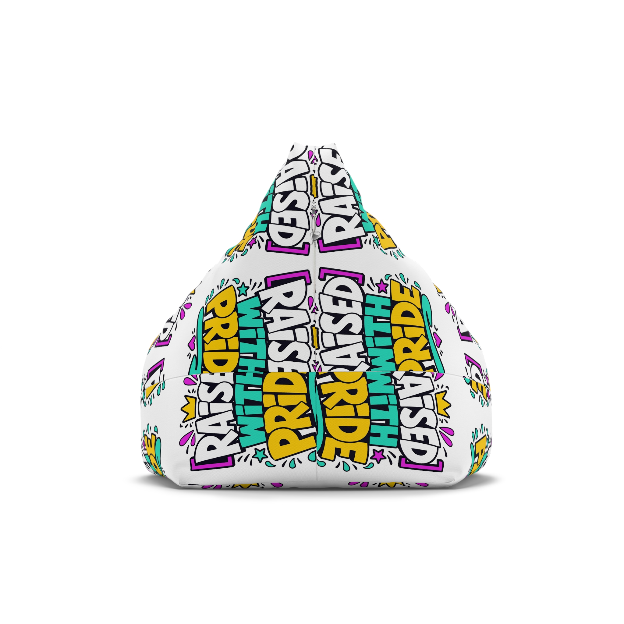 Raised With Pride Text Effect Bean Bag Chair Cover - Image 2