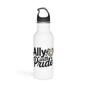 Ally With Pride T Shirt Design Isolated White Background 2 Stainless Steel Water Bottle