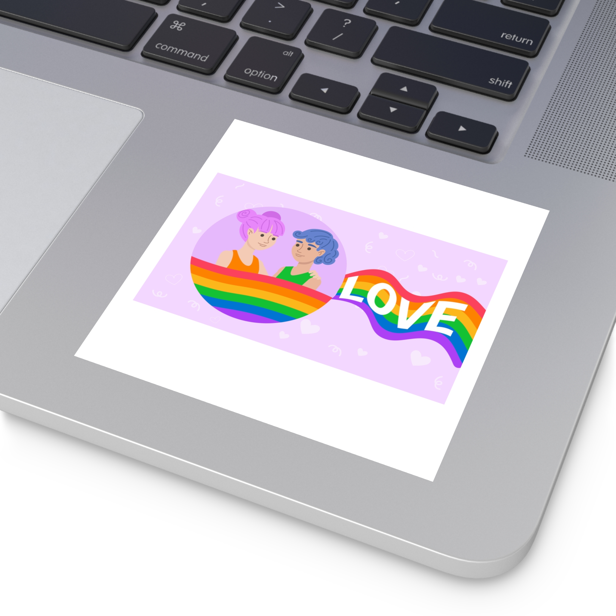 Joyful Group Holding Waving Pride Flag Laminate Stickers Square - Image 31