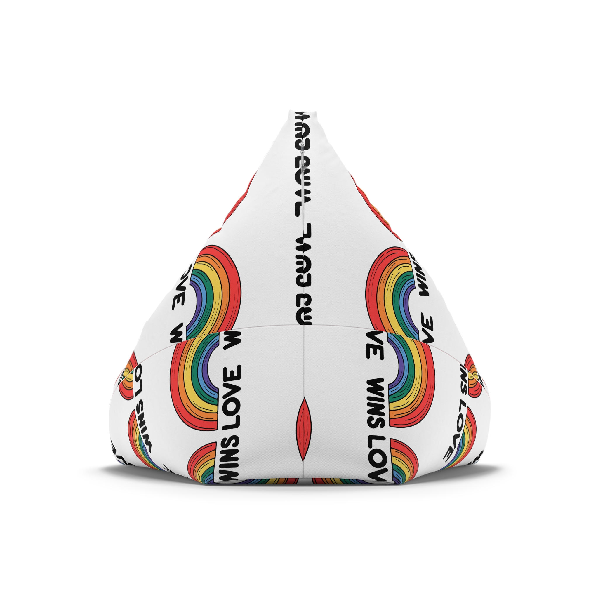 Love Wins Rainbow Pride Illustration Bean Bag Chair Cover - Image 6