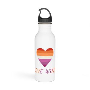 Colorful Heart Shape Lesbian Pride Flag Happy Pride Day Lgbtqia Community Pride Month Vector Hand Drawn Doodle Posters Stickers Logo Cards (1) Stainless Steel Water Bottle