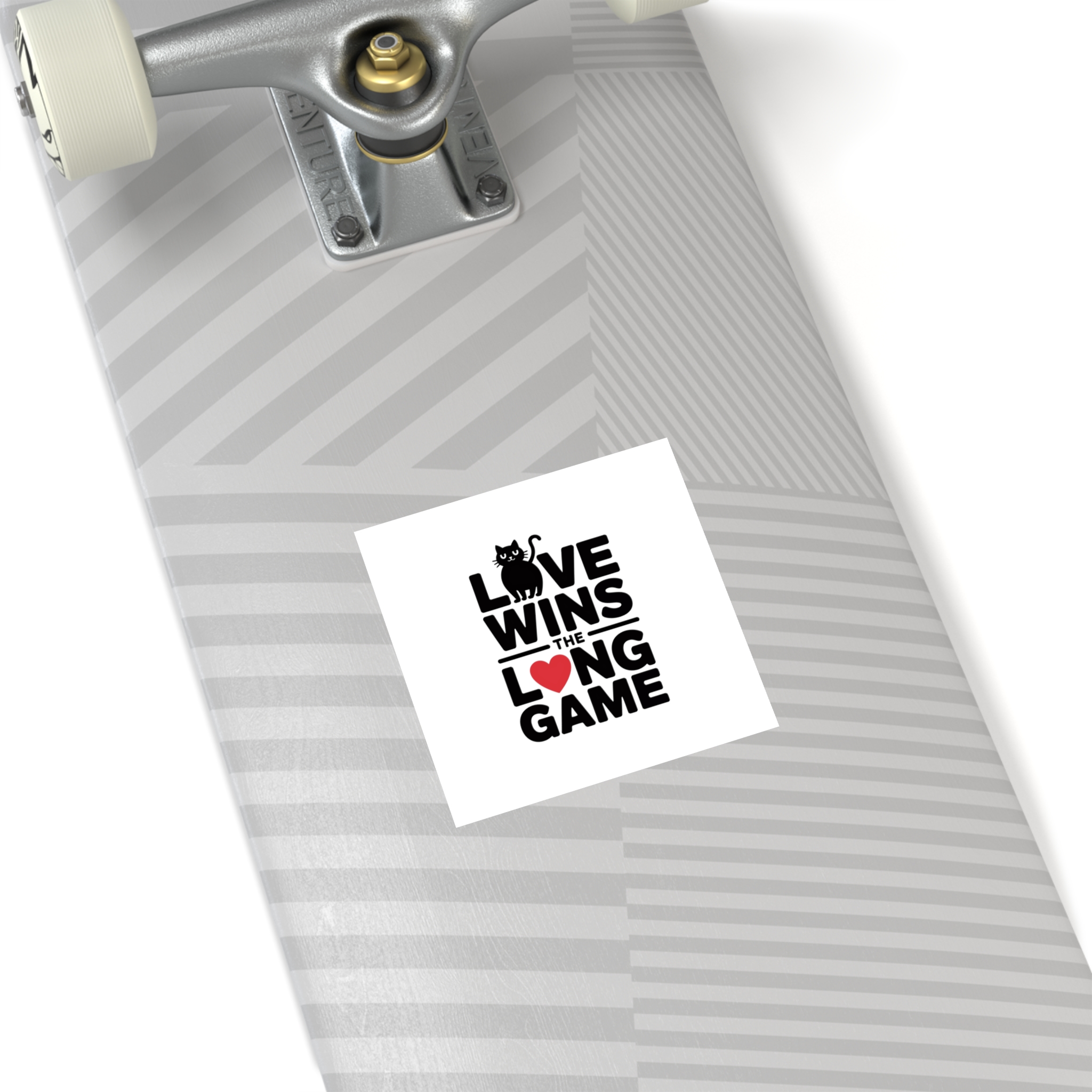 Love Wins Long Game With Black Cat Heart Illustration Laminate Stickers Square - Image 20