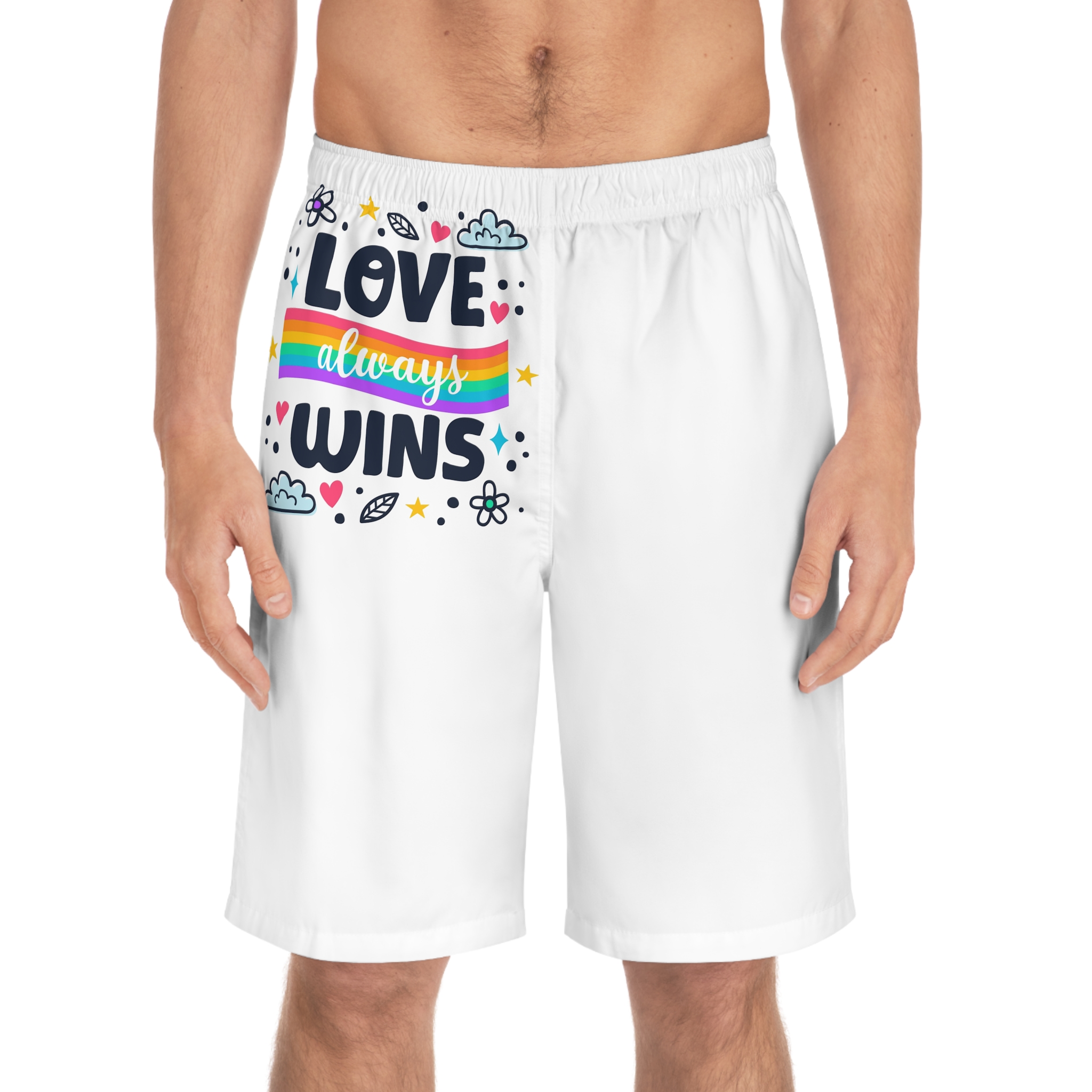 Pride Day Lettering Style Mens Board Shorts Aop - Image 3