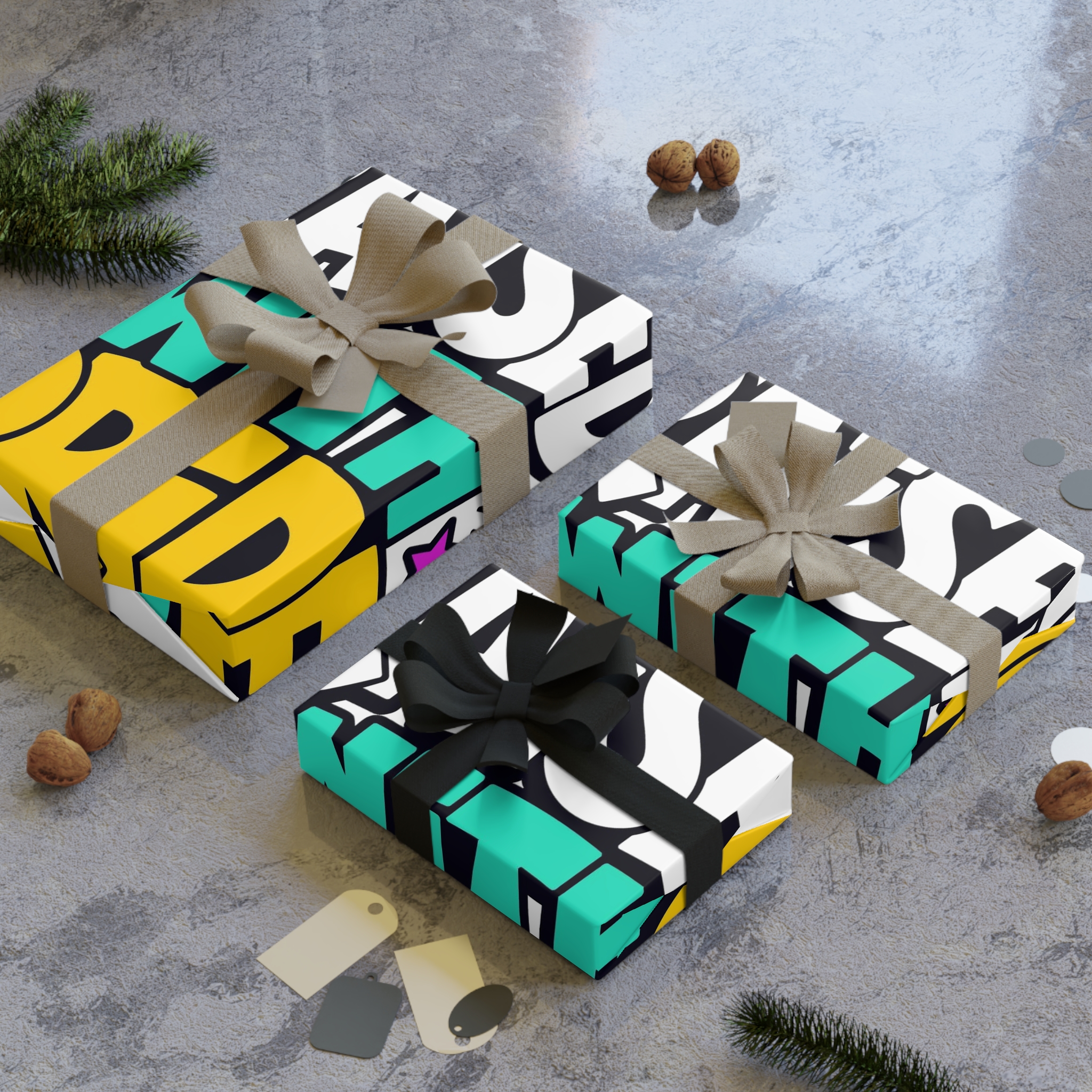 Raised With Pride Text Effect Gift Wrapping Paper Rolls 1pc - Image 4