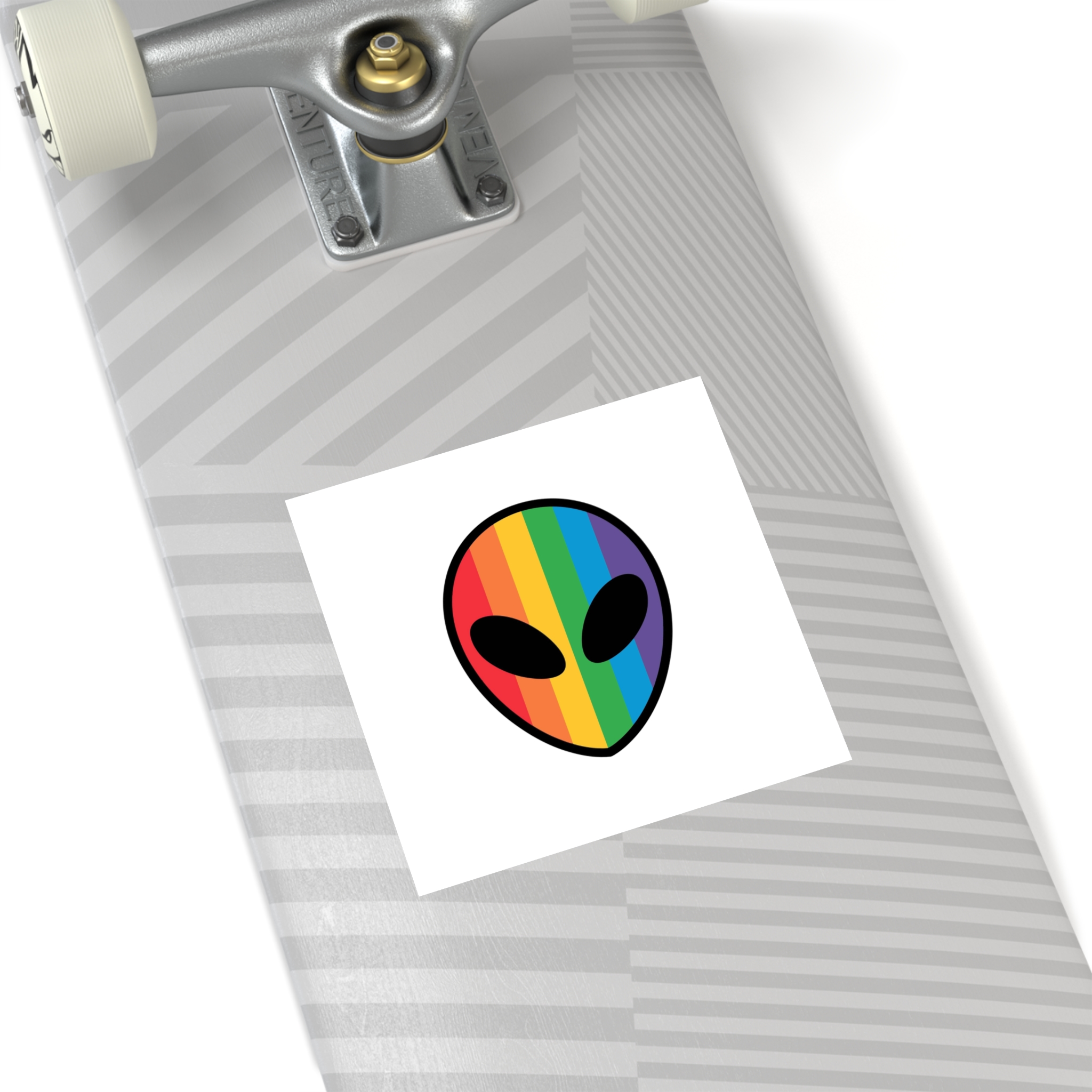 Rainbow Alien Head Lgbt Pride Illustration Laminate Stickers Square - Image 36