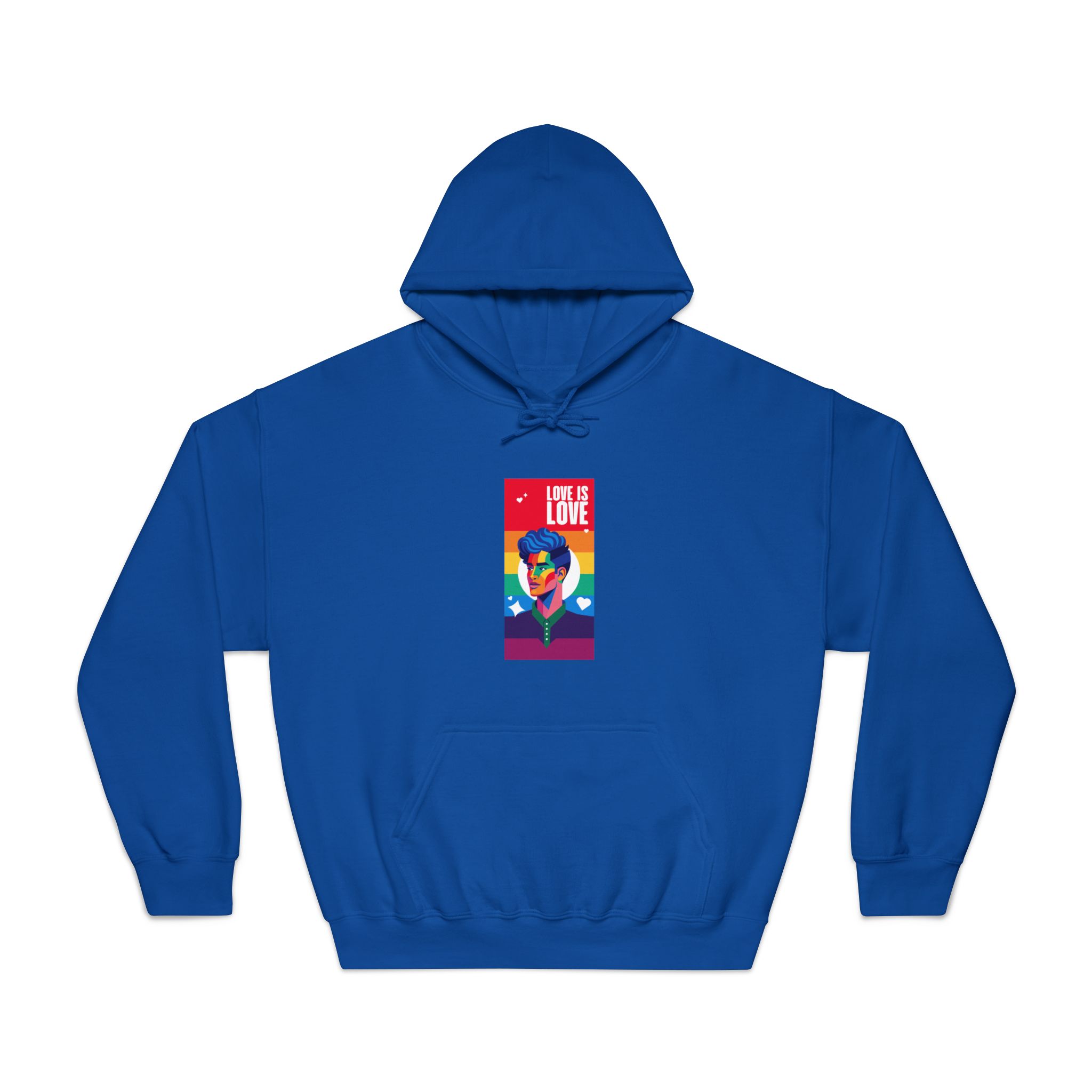 Poster Man With Rainbow Colored Face Rainbow Colored Background Unisex Dryblend Hooded Sweatshirt - Image 25