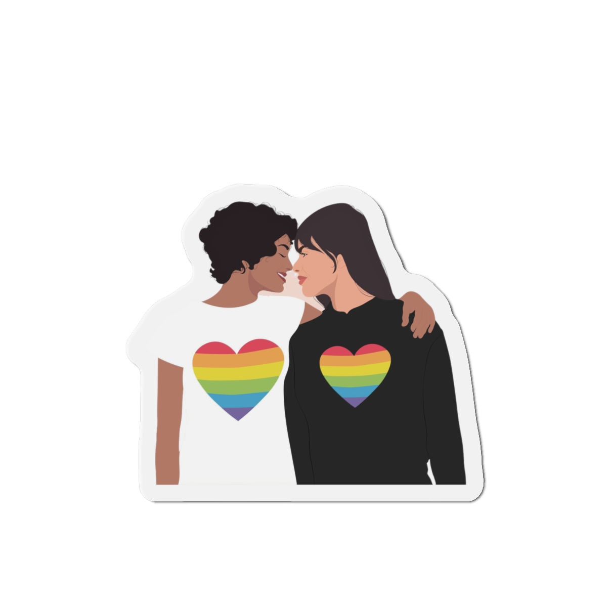 Embracing Lgbt Couple Couple Girls Love Smiling Each Other Die Cut Magnets - Image 13