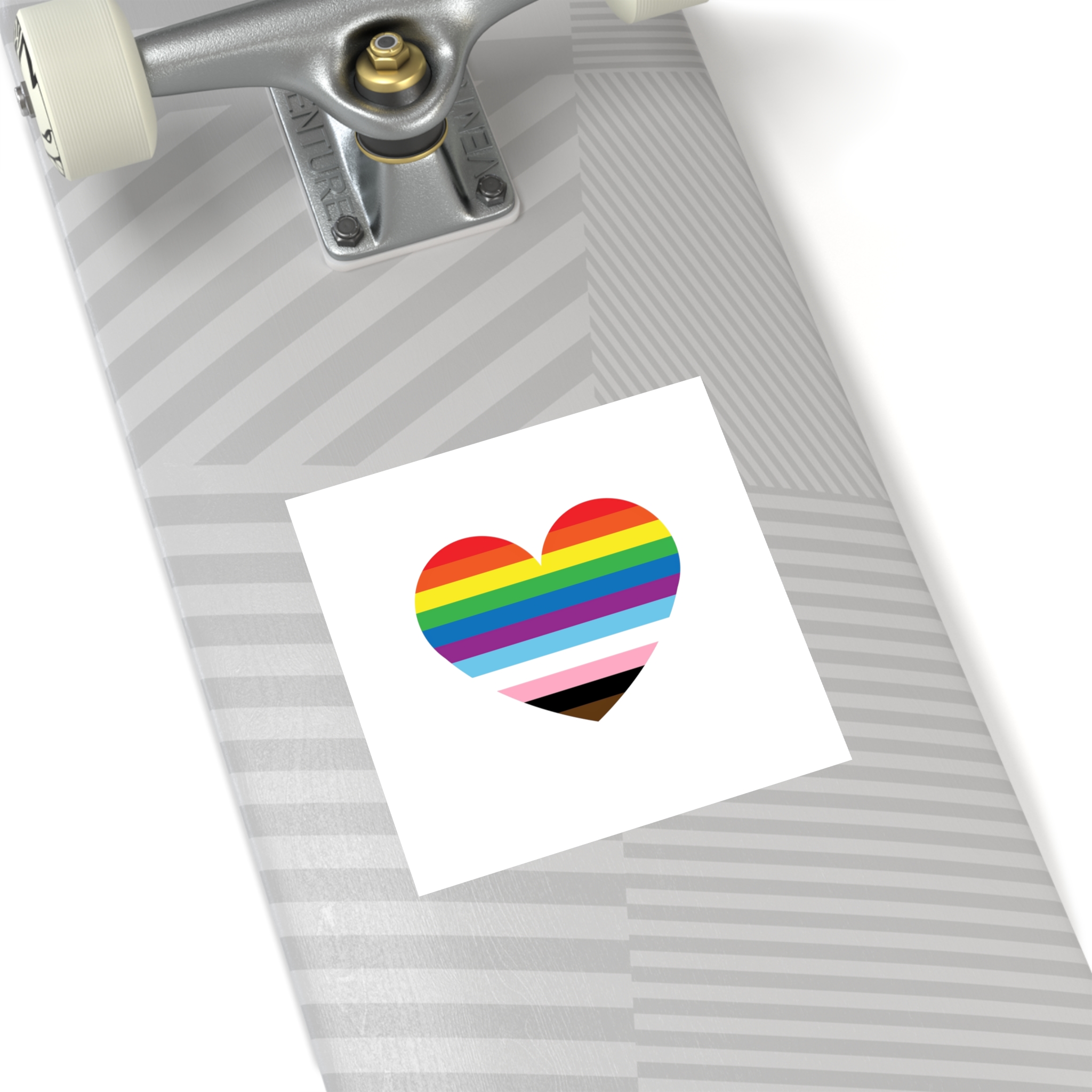 Progress Pride Flag Heart Symbol Love Inclusion Laminate Stickers Square - Image 48