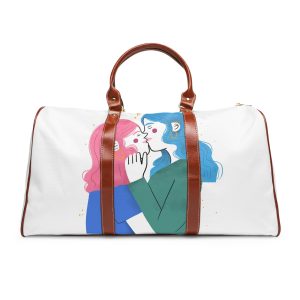 Hand Drawn Lesbian Kiss Illustration Waterproof Travel Bag