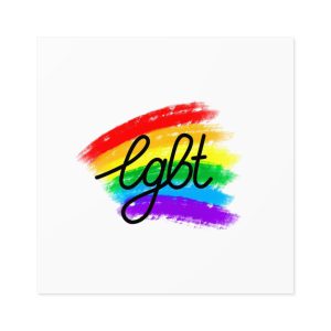 Lgbt Logo Vector Flat Illustration With Hand Drawn Watercolor Rainbow Flag Laminate Stickers Square