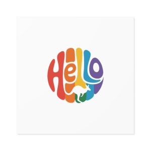 Hello Multicolor Logo Laminate Stickers Square