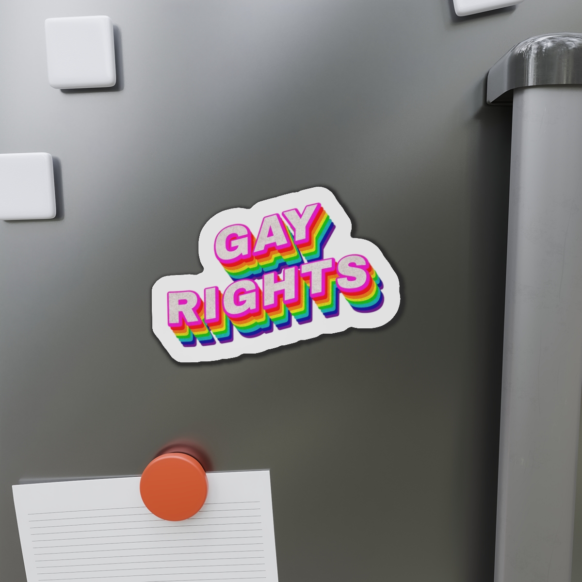 Rainbow Word Gay Rights Typography Design Element Die Cut Magnets - Image 14