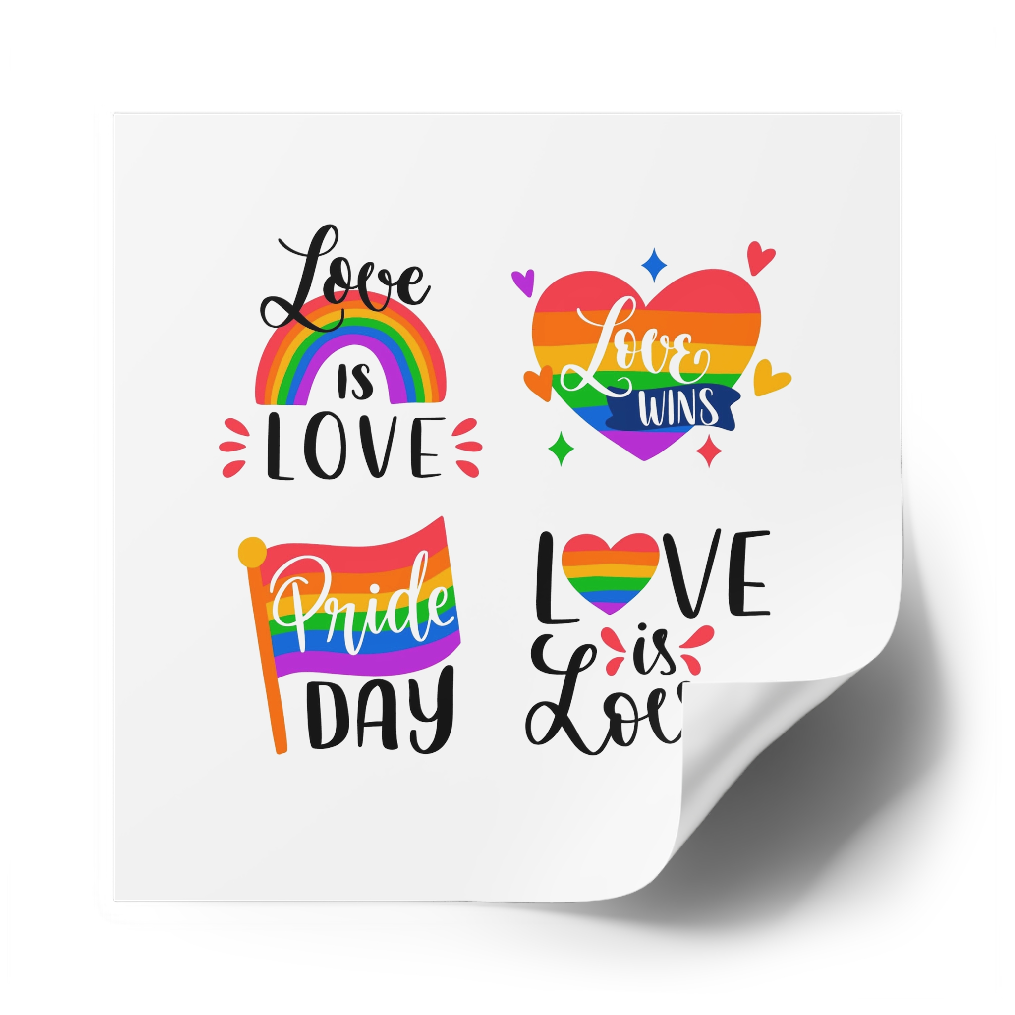 Hand Drawn Pride Day Label Collection Laminate Stickers Square - Image 62