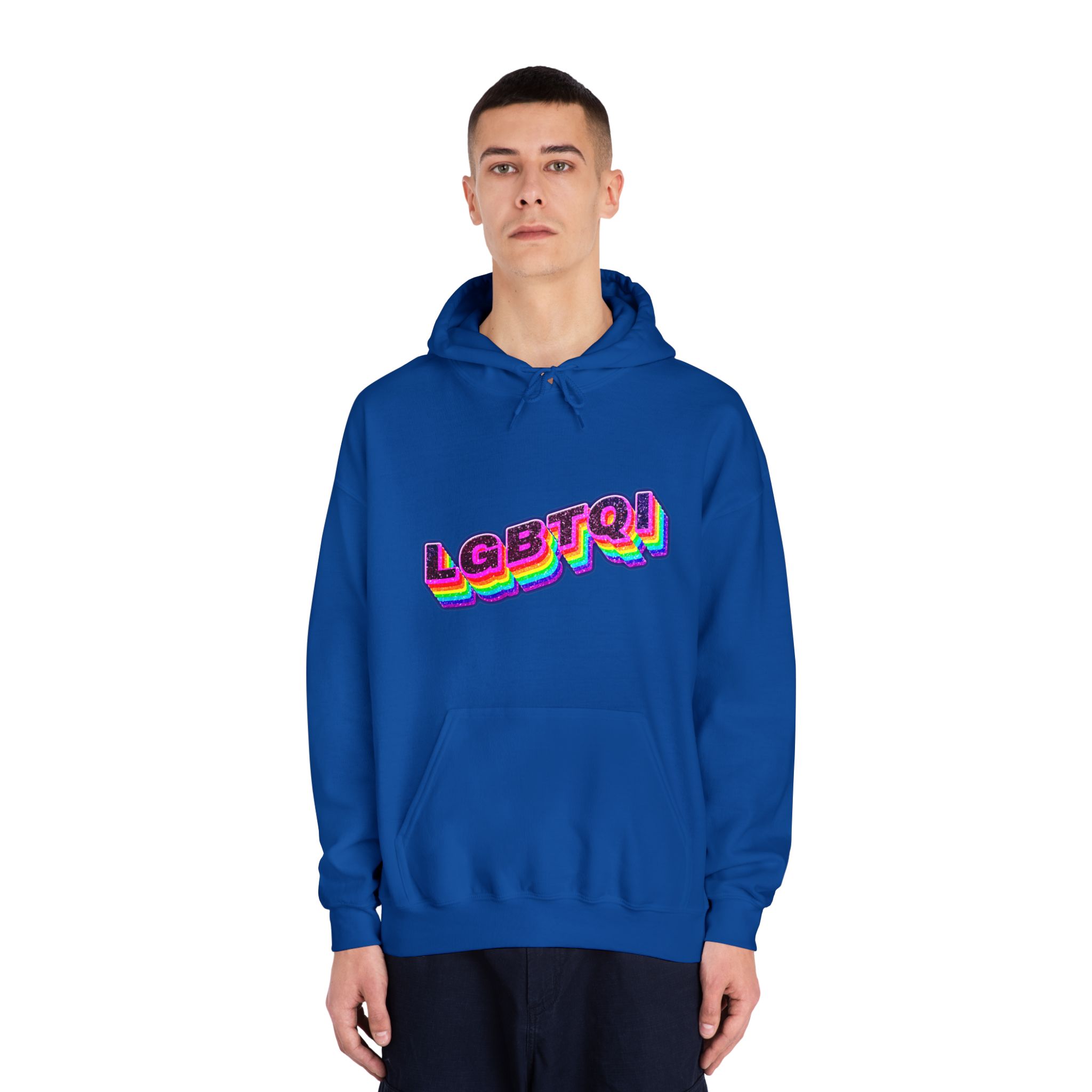 Lgbtqi 3d Word Glitch Png Unisex Dryblend Hooded Sweatshirt - Image 27