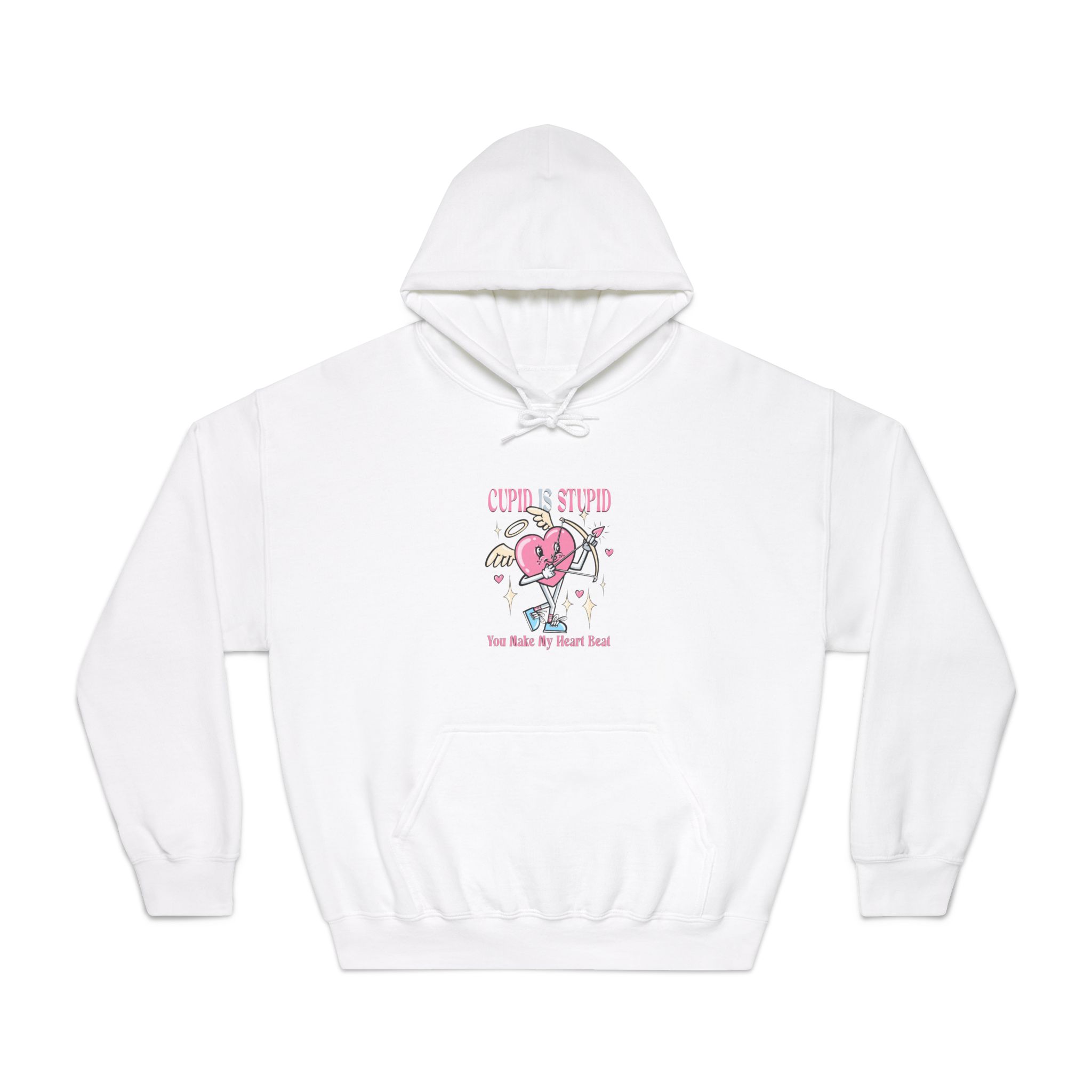 Love Cupid Holding Bow Tshirt Design Unisex Dryblend Hooded Sweatshirt