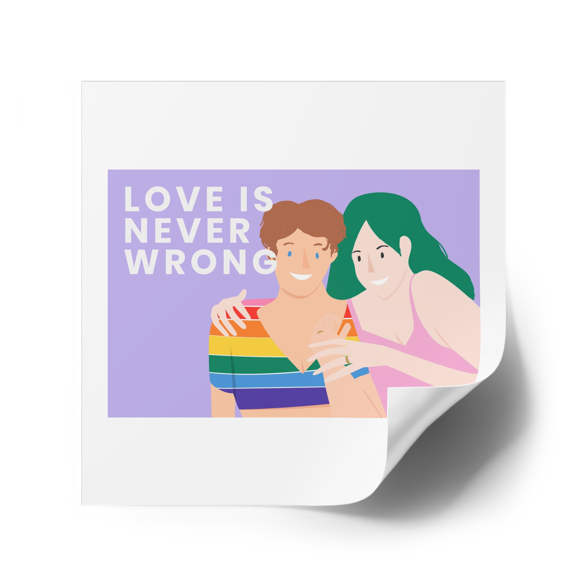 Lgbtq Gay Couple Banner Template Pride Month Laminate Stickers Square - Image 34