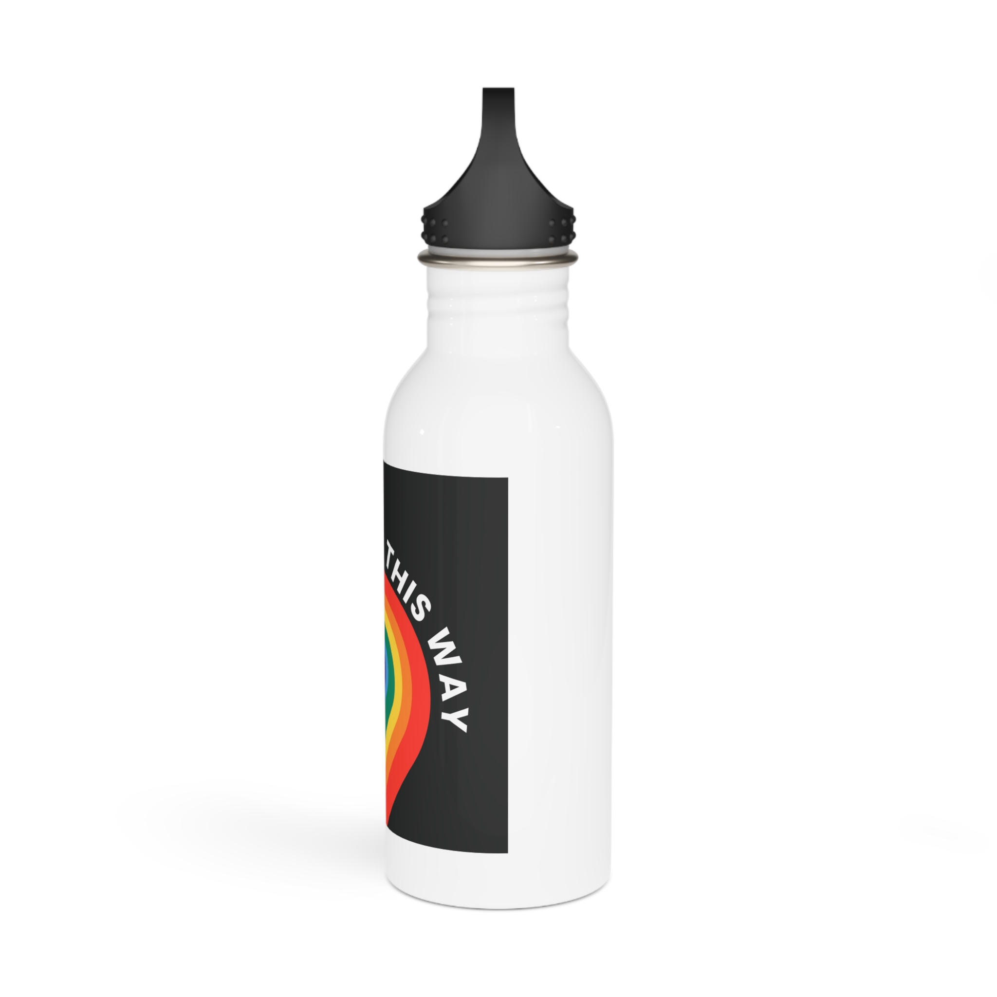 Rainbow Heart Template Lgbtq Pride Month With Born This Way Text Stainless Steel Water Bottle - Image 4