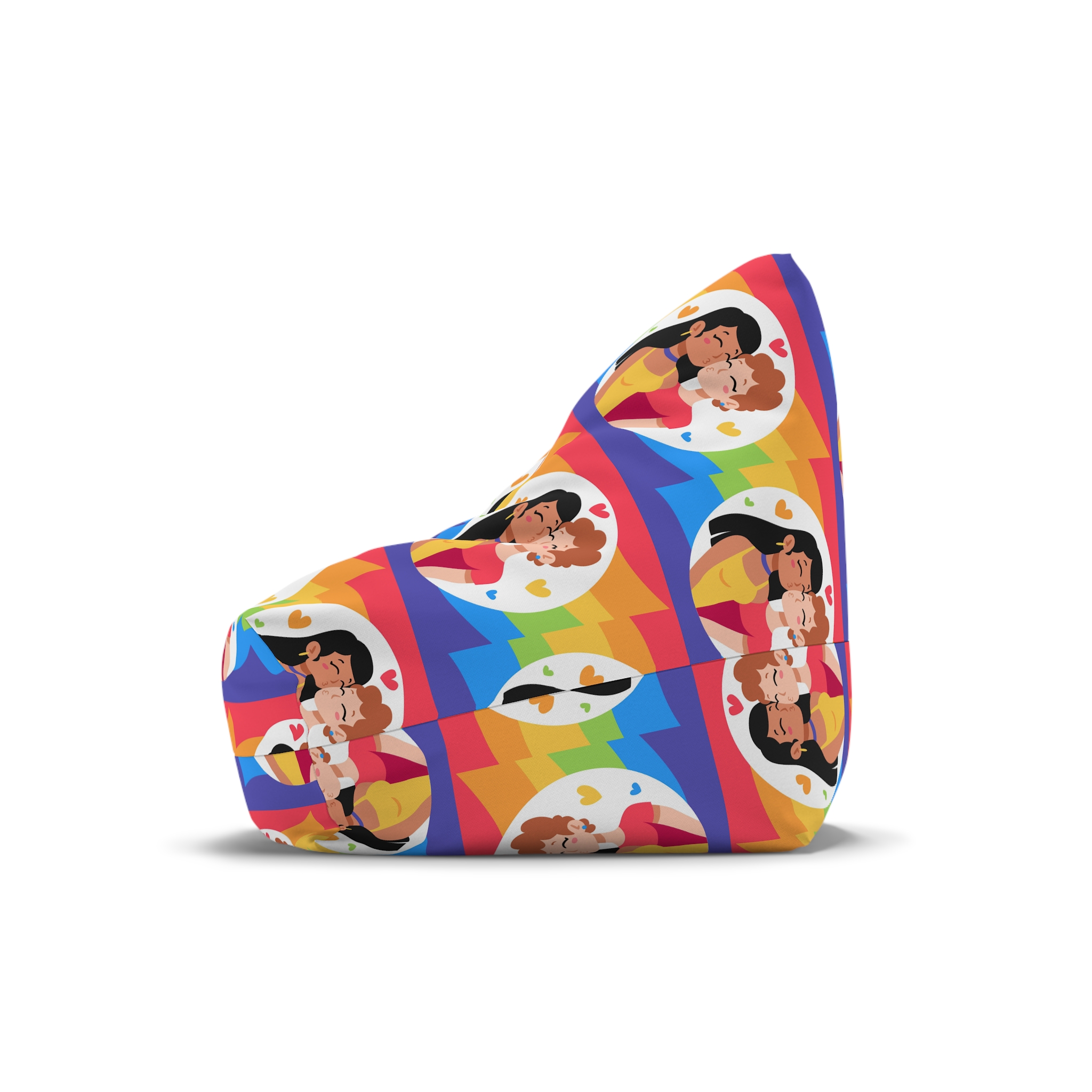 Lesbian Couple Kiss Hand Drawn Style Bean Bag Chair Cover - Image 4