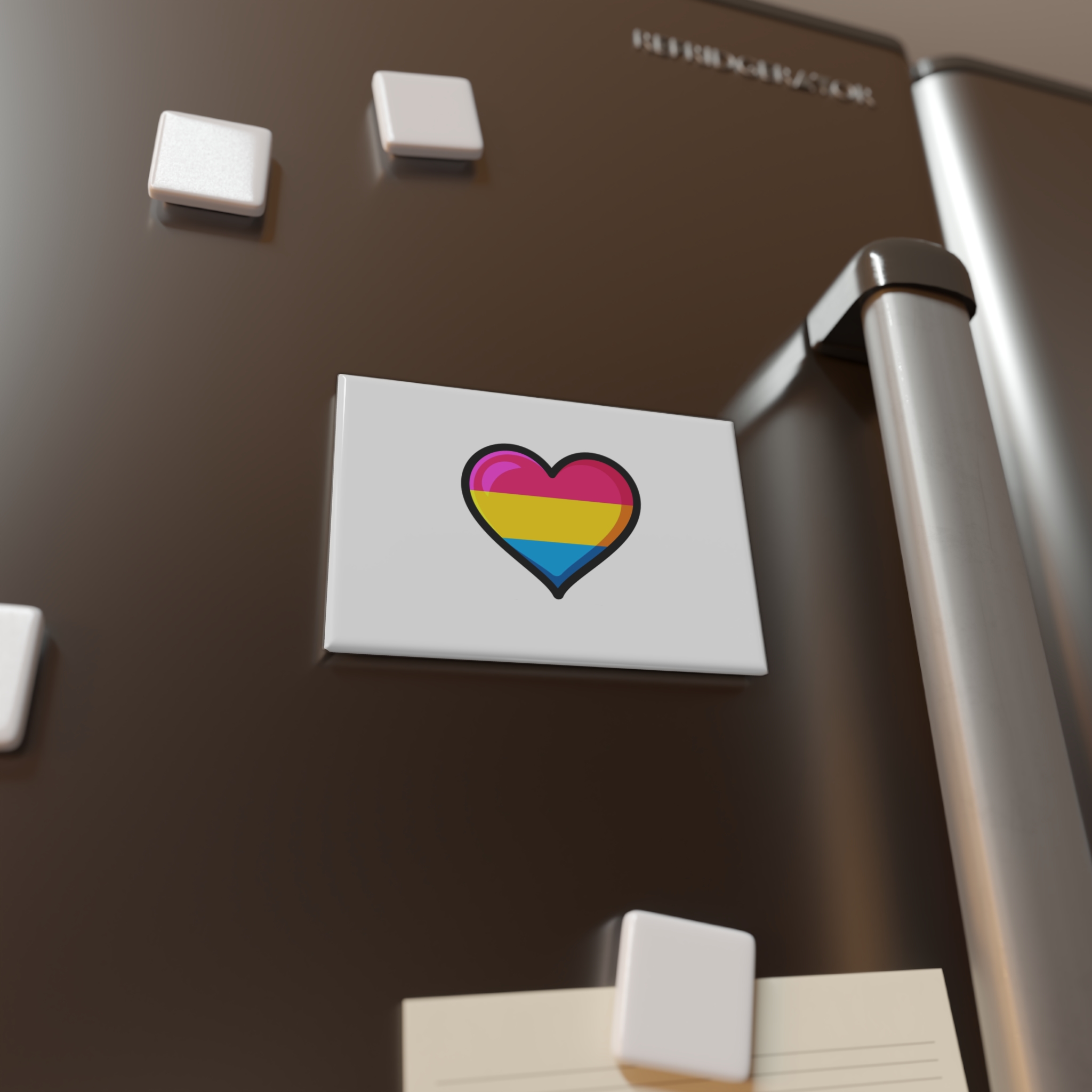 Pansexual Pride Flag Heart Shape Vector Illustration Button Magnet Rectangle 1 And 10 Pcs - Image 4