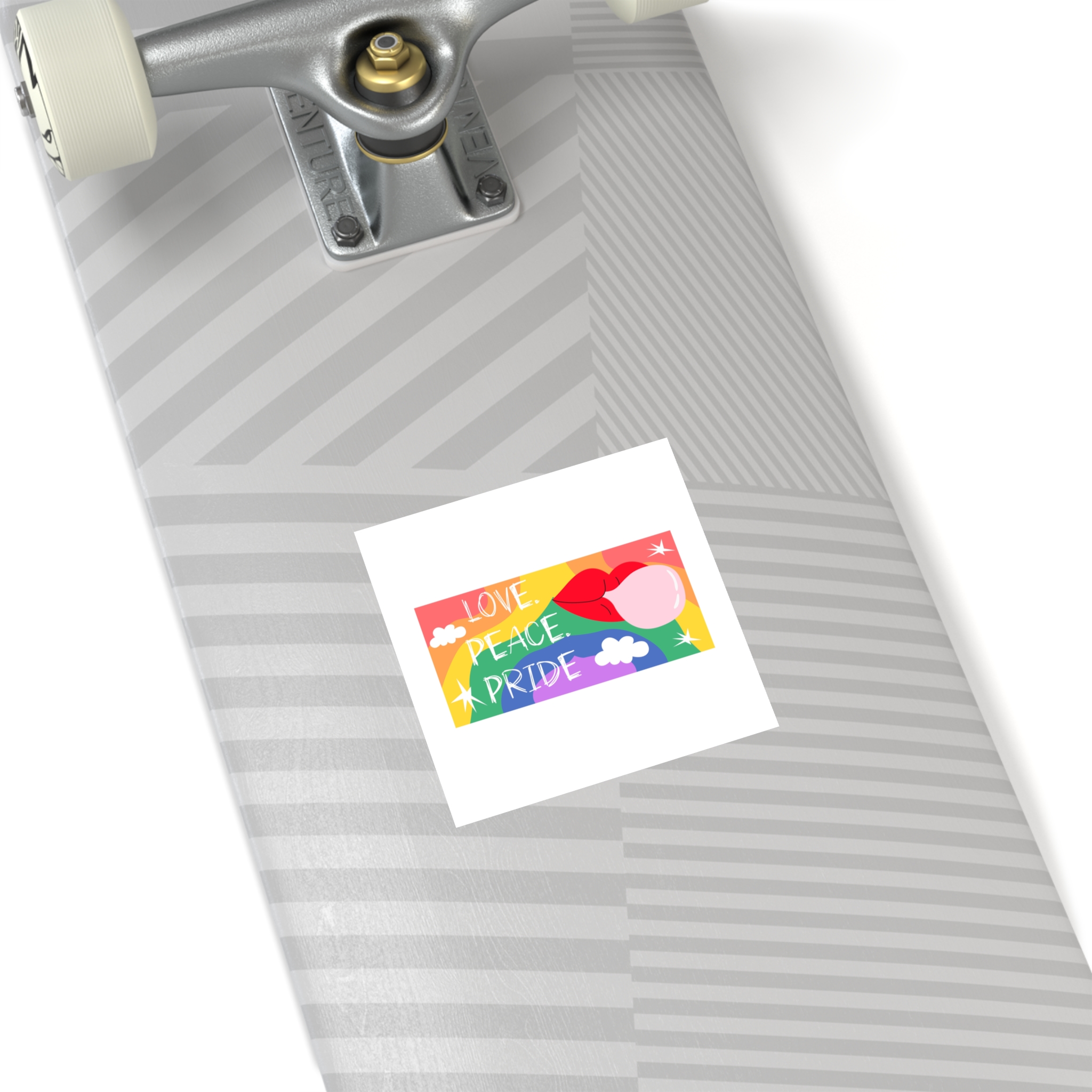 Lgbt Festive Cartoon Groovy Banner Retro 90s Style Love Freedom Concept Laminate Stickers Square - Image 32