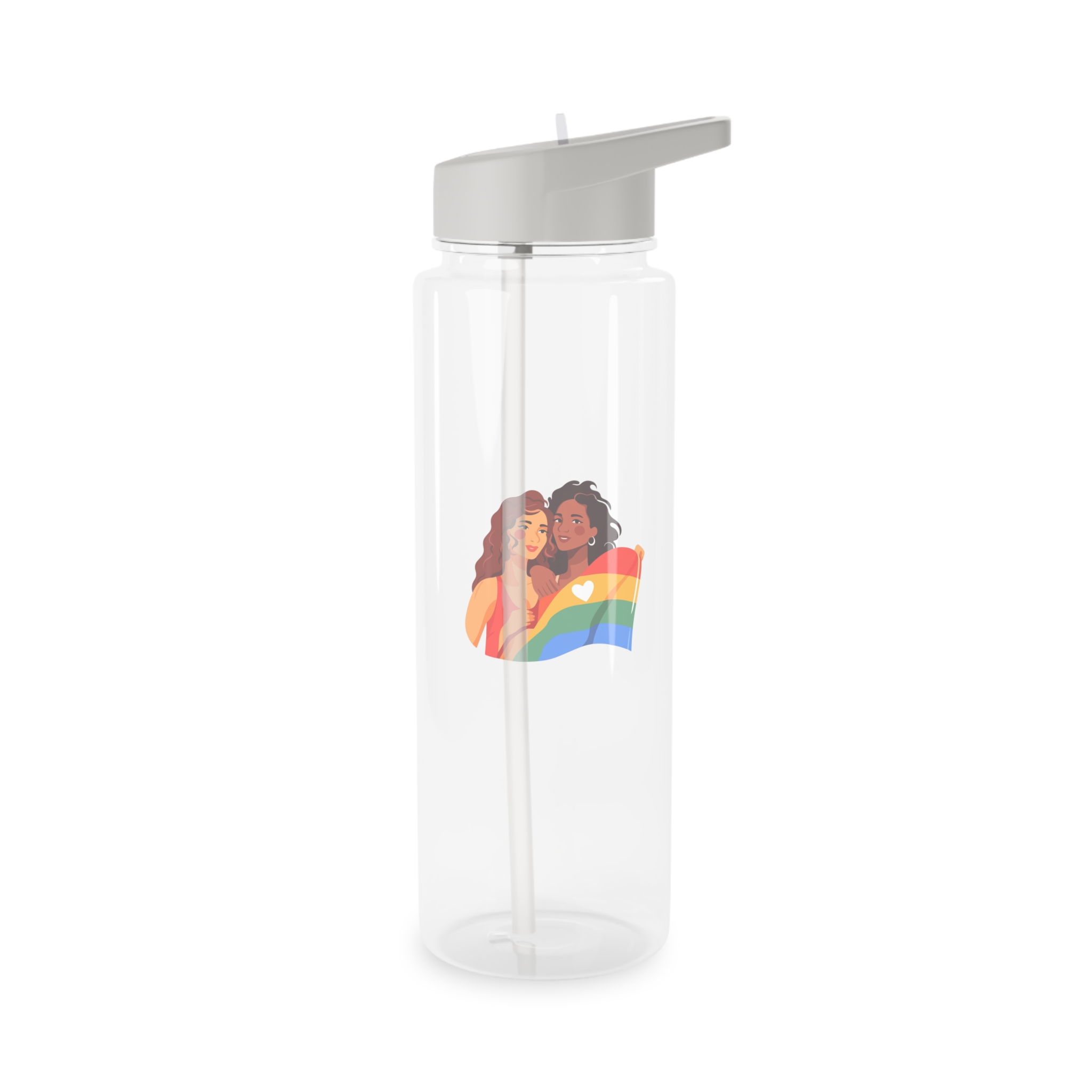 Portrait Lesbian Couple With Rainbow Flag Concept Lgbtq Tritan Water Bottle - Image 6