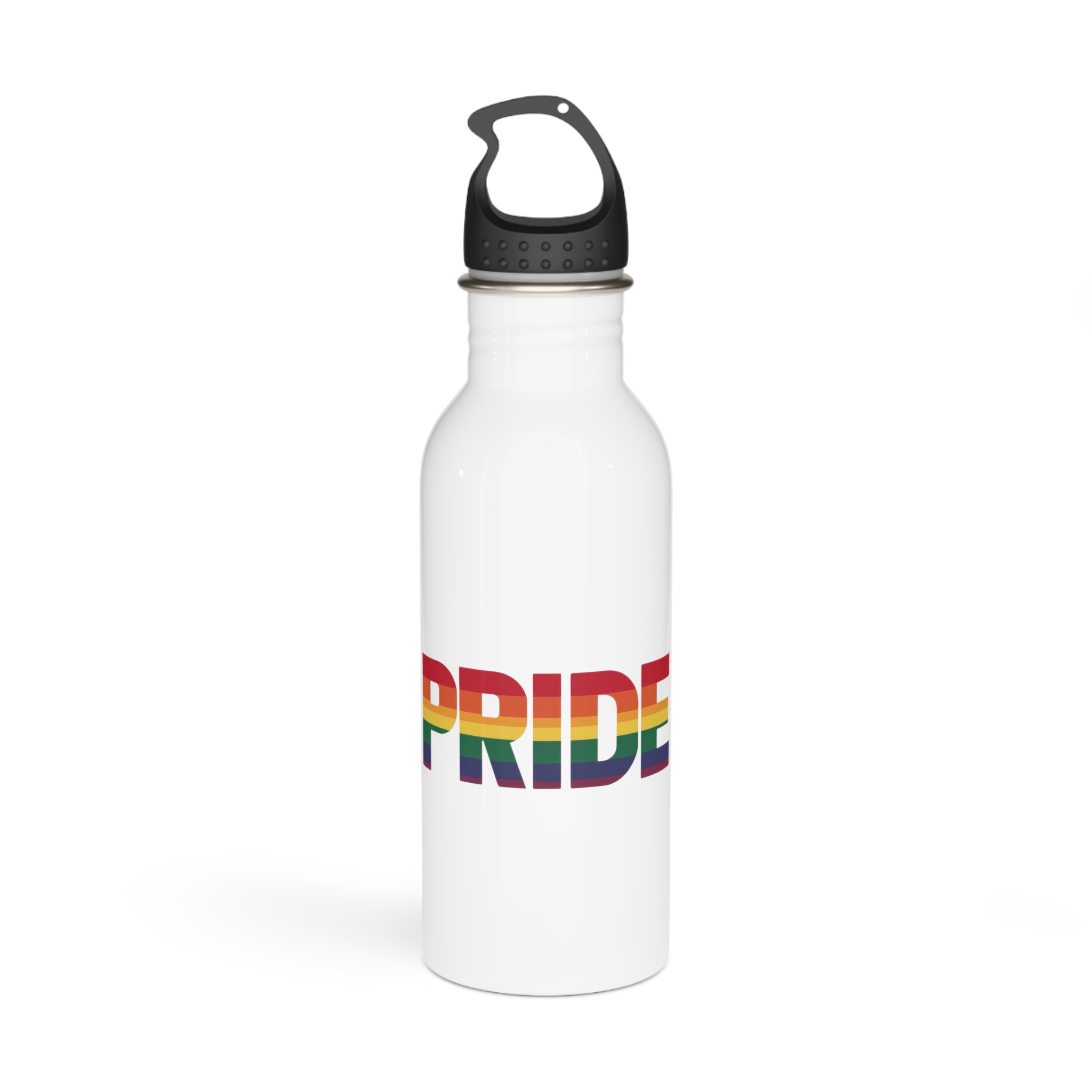 Rainbow Colored Text That Says Rainbow Middle Stainless Steel Water Bottle