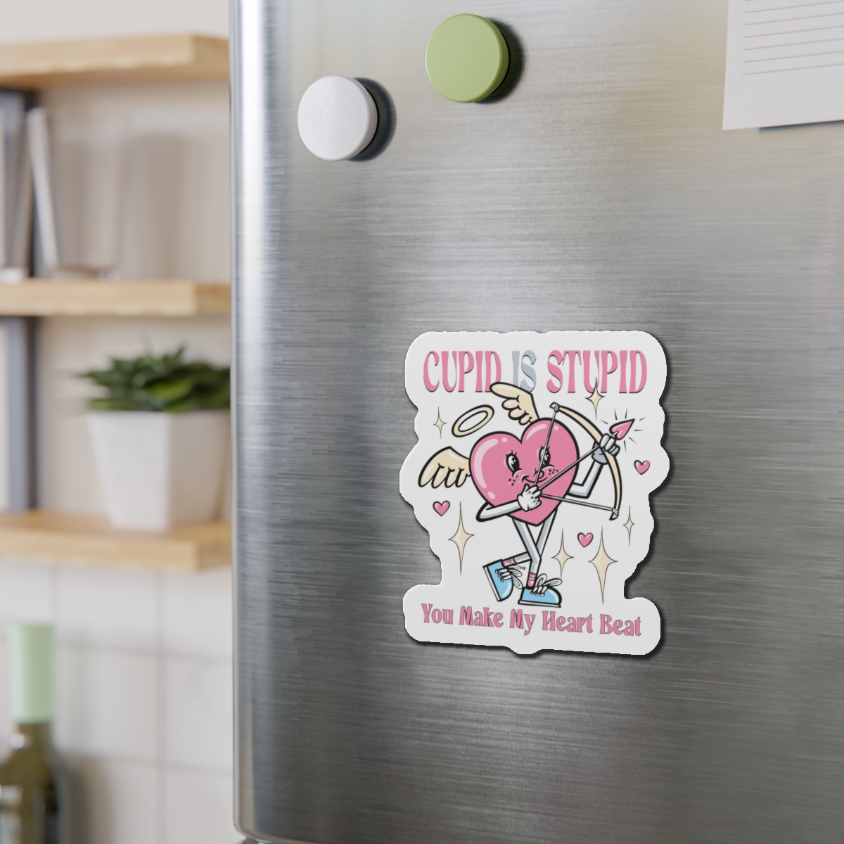 Love Cupid Holding Bow Tshirt Design Die Cut Magnets - Image 12