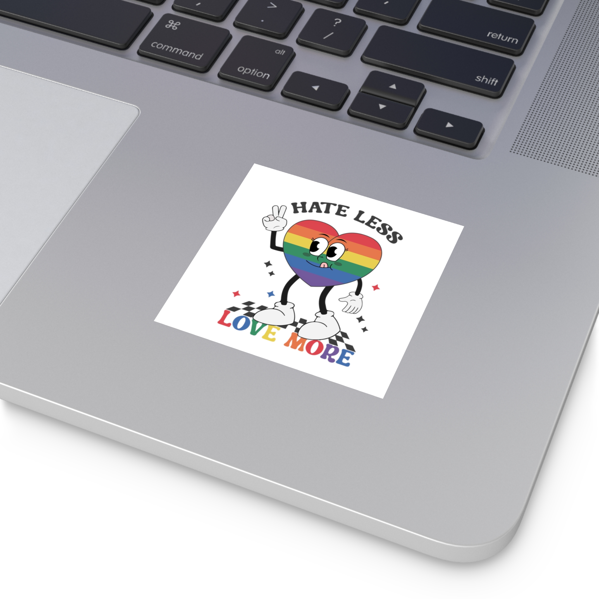 Heart With Words Hate Less Love More It Laminate Stickers Square - Image 11