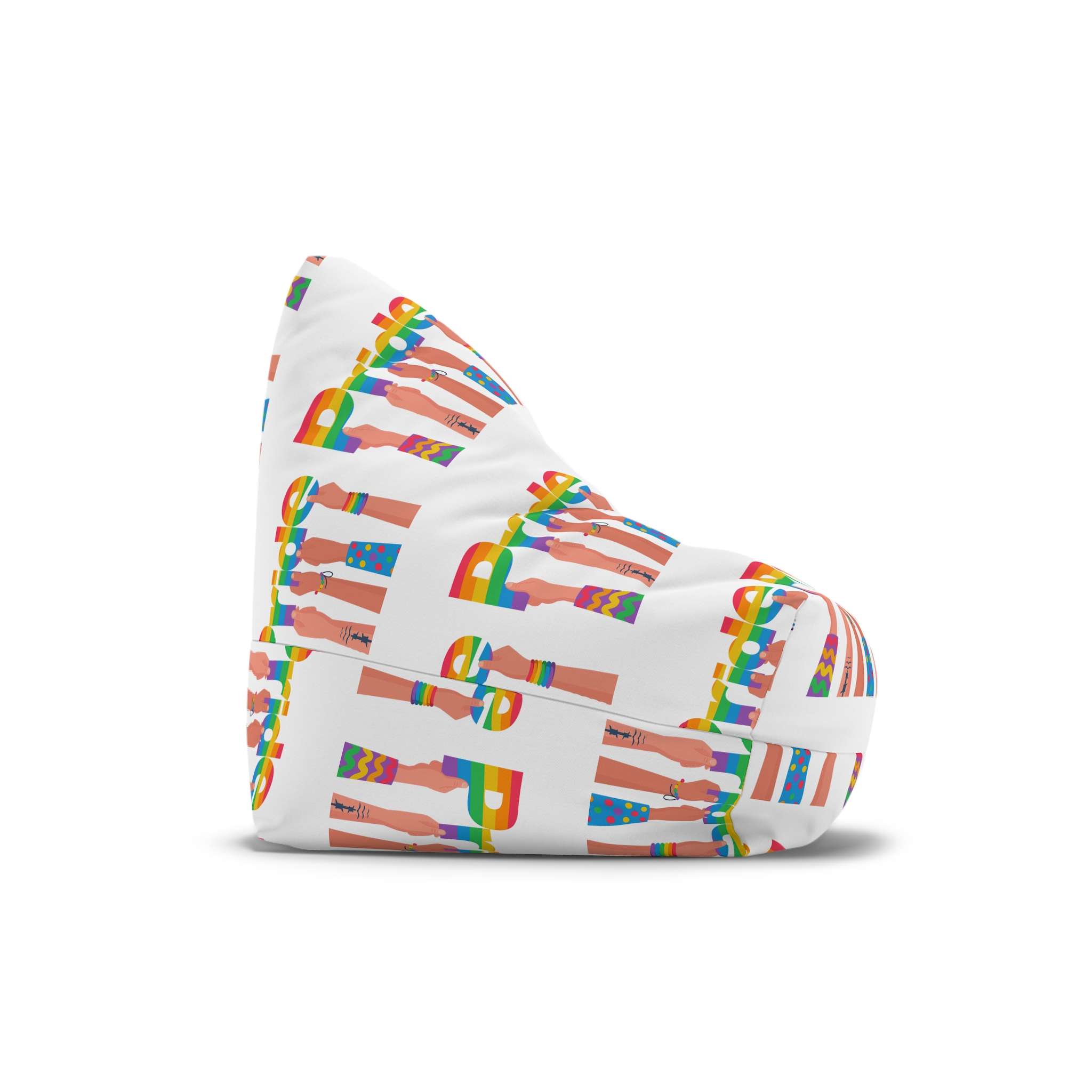 Happy Pride Day Colored Letters Hands Gay Bisexuals Freedom Fighters Bean Bag Chair Cover - Image 3