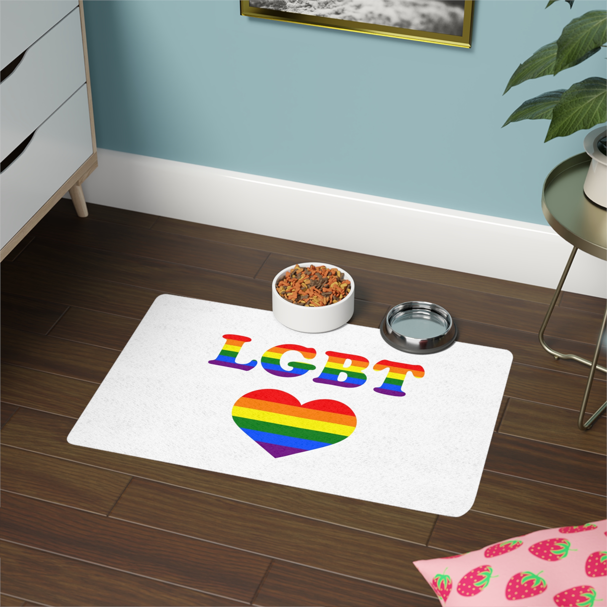 Vector Symbolism Lgbt Community Rainbow Colors Lgbt Inscription Rainbow Heart Pet Food Mat 12x18 - Image 4