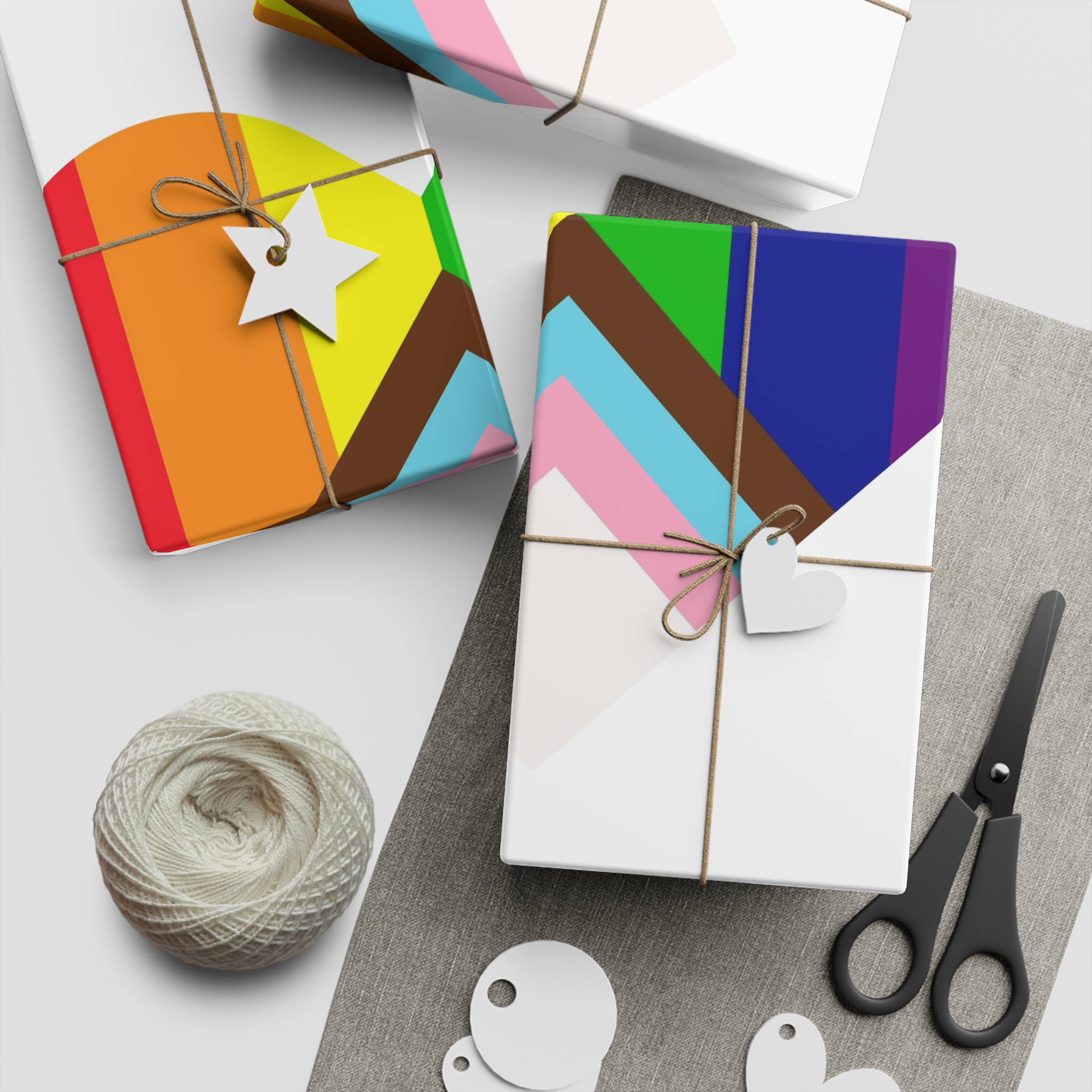 Updated Pride Flag Heart Shape Gift Wrapping Paper Sheets 1pc - Image 2