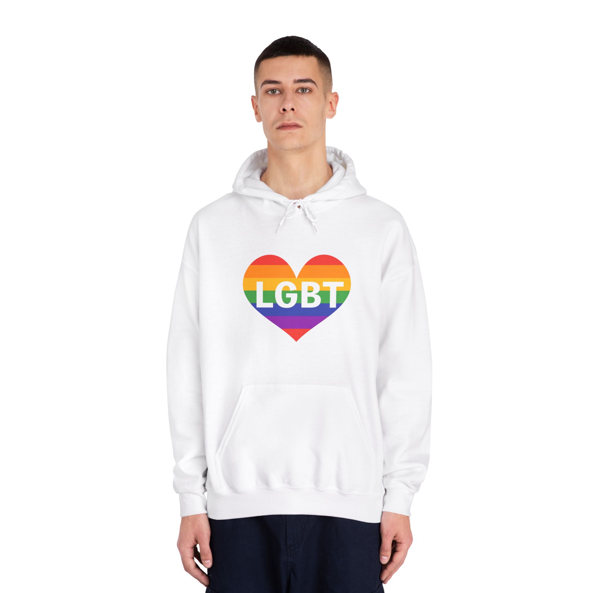 Lgbt Rainbow Colors Heart Mark Lgbt Letters Unisex Dryblend Hooded Sweatshirt - Image 3