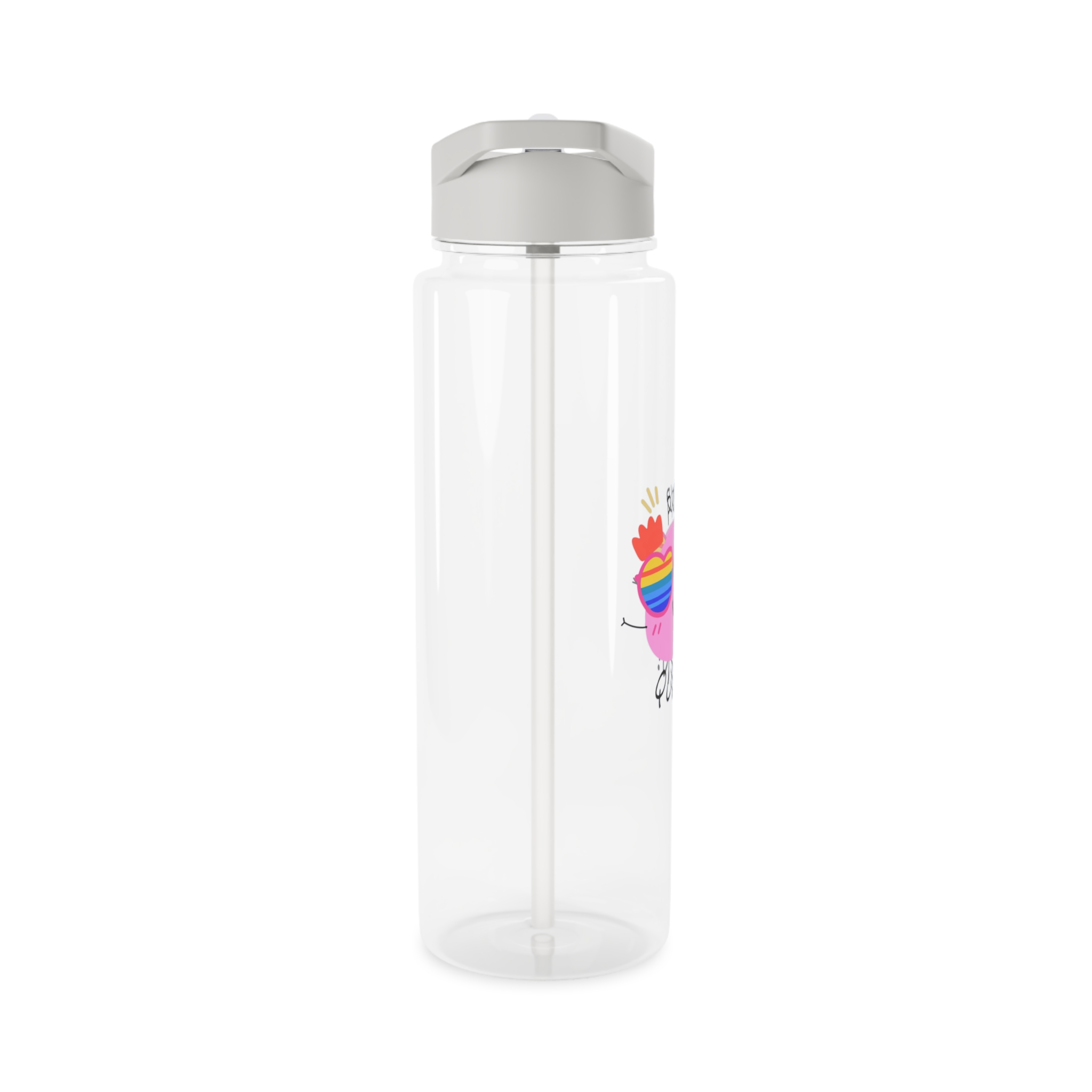 Pink Blob With Rainbow Heart Sunglasses Saying Proud Queen Flat Sticker Tritan Water Bottle - Image 8
