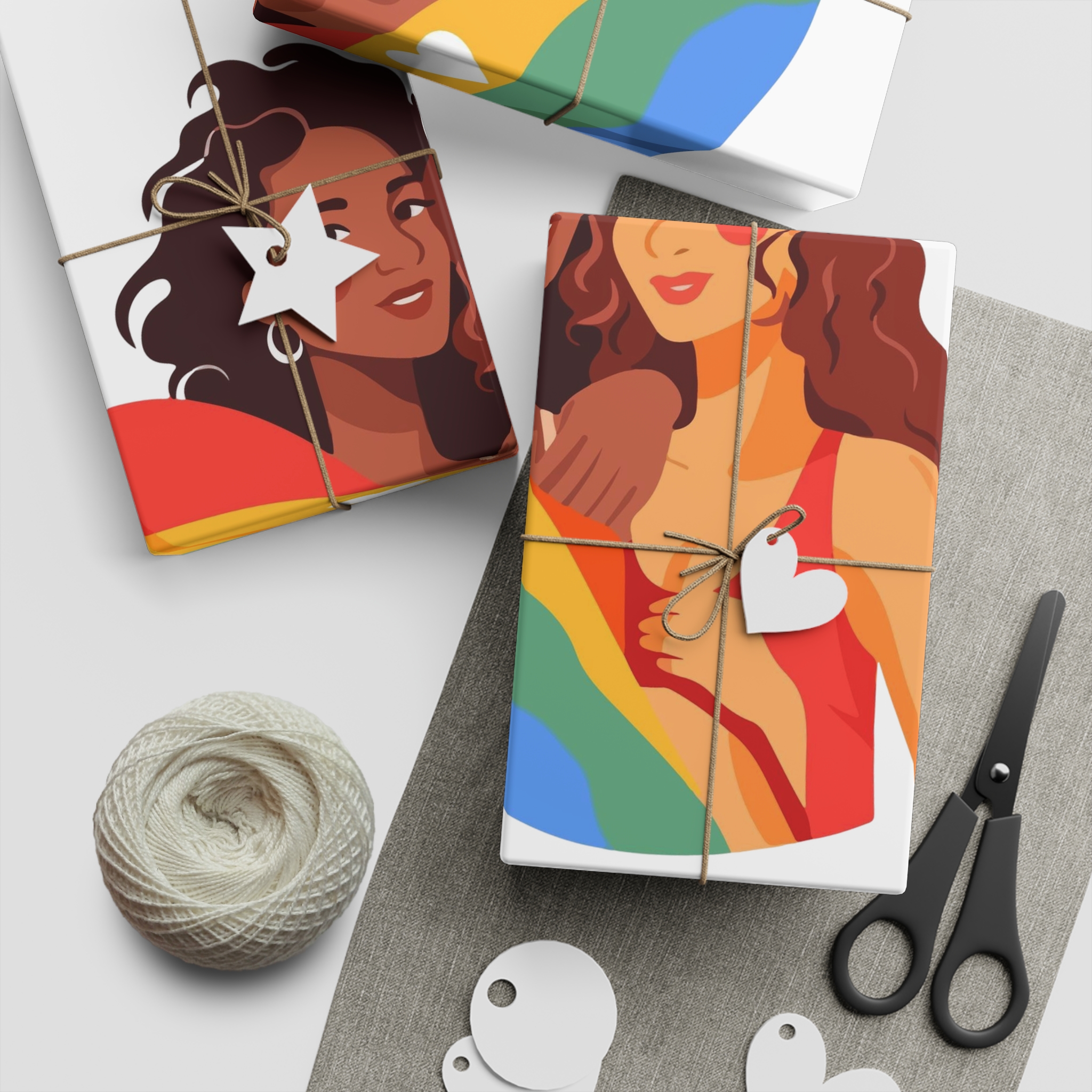 Portrait Lesbian Couple With Rainbow Flag Concept Lgbtq Gift Wrapping Paper Sheets 1pc - Image 2