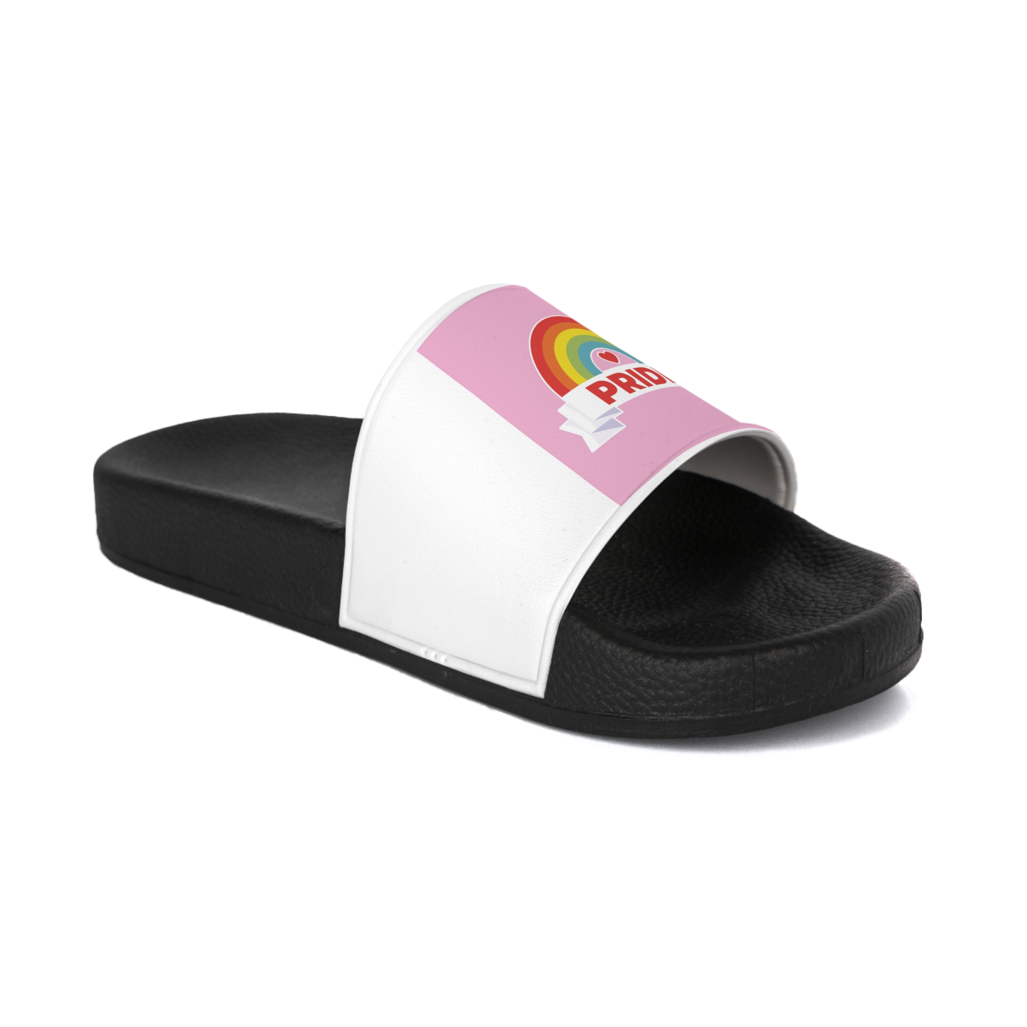 Flat Lgbt Pride Month Logo Template Mens Slide Sandals - Image 2