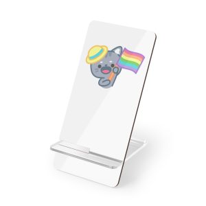 Cute Cat With Yellow Hat Rainbow Flag Illustration Mobile Display Stand For Smartphones