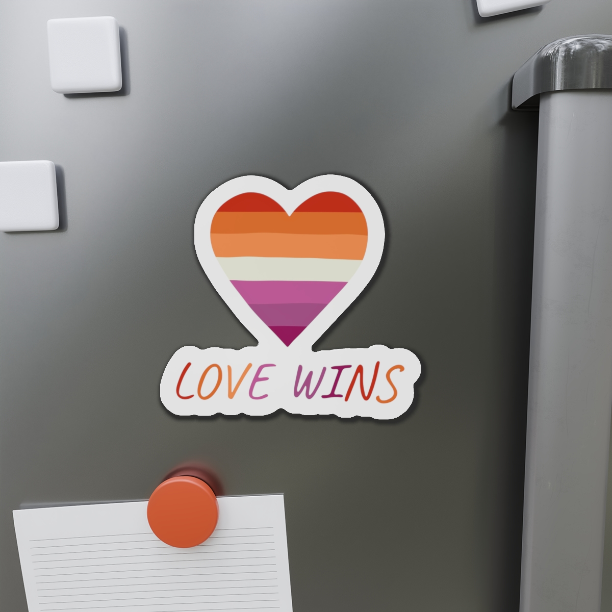 Colorful Heart Shape Lesbian Pride Flag Happy Pride Day Lgbtqia Community Pride Month Vector Hand Drawn Doodle Posters Stickers Logo Cards (1) Die Cut Magnets - Image 14