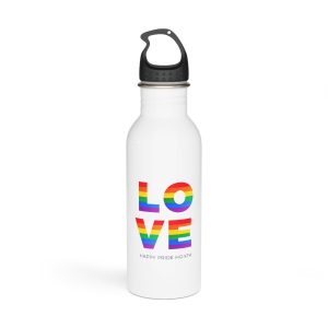 Love Word With Gay Pride Flag Stainless Steel Water Bottle