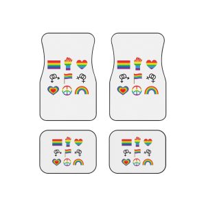 Set Flat Lgbt Homosexual Rainbow Flag Icon Symbols Car Mats Set Of 4