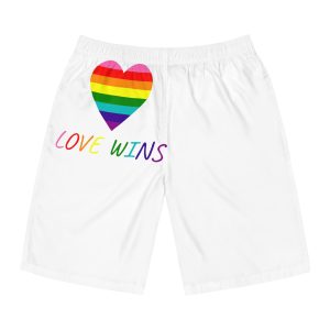 Colorful Heart Shape Genderqueer Pride Flag Happy Pride Day Lgbtqia Community Pride Month Vector Hand Drawn Doodle Posters Stickers Logo Cards Mens Board Shorts Aop