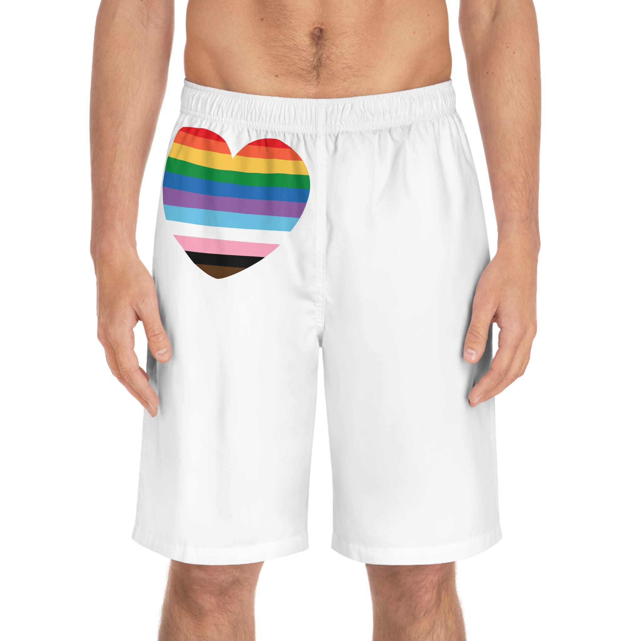 Inclusive Progress Pride Heart Symbol Mens Board Shorts Aop - Image 3