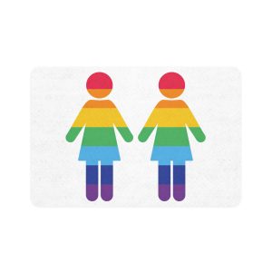 Lgbt Pride Two Lesbians Vector Icon Rainbow Colors Vector Illustration Pet Food Mat 12x18
